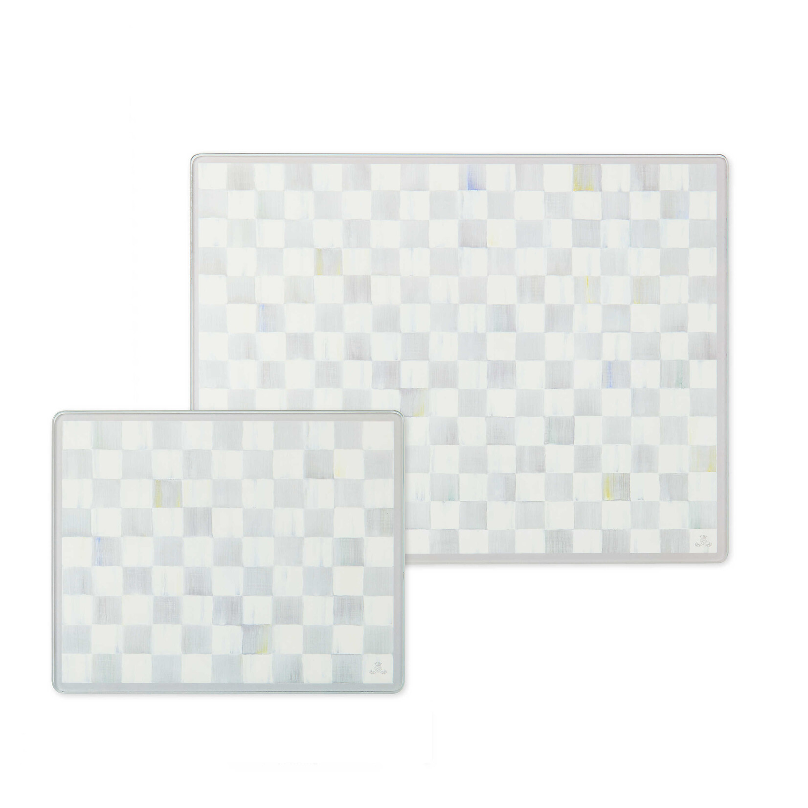 MacKenzie-Childs sterling check glass cutting board, set of 2
