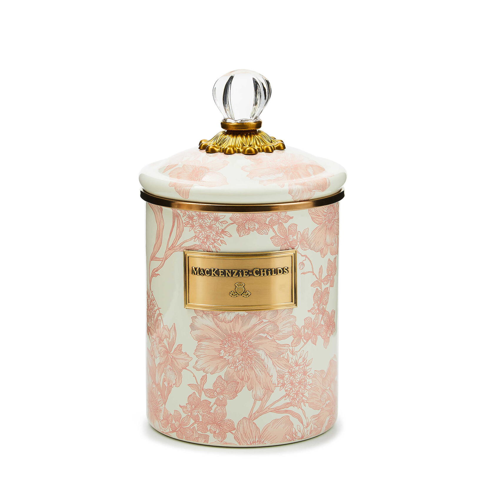 MacKenzie-Childs rosy english garden medium canister