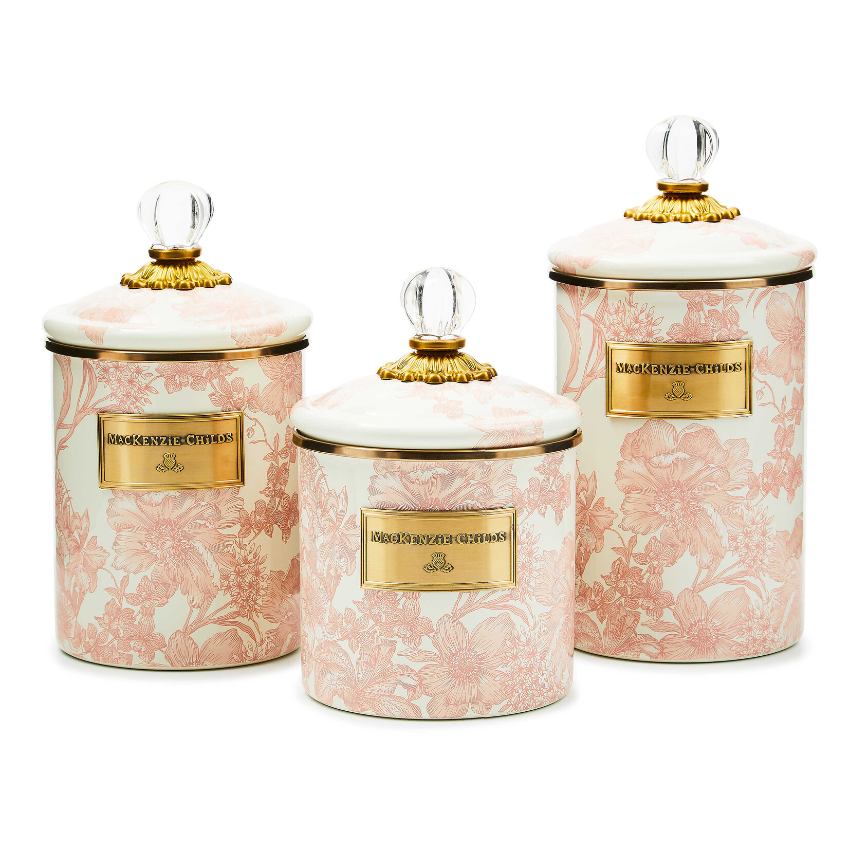 MacKenzie-Childs rosy english garden medium canister