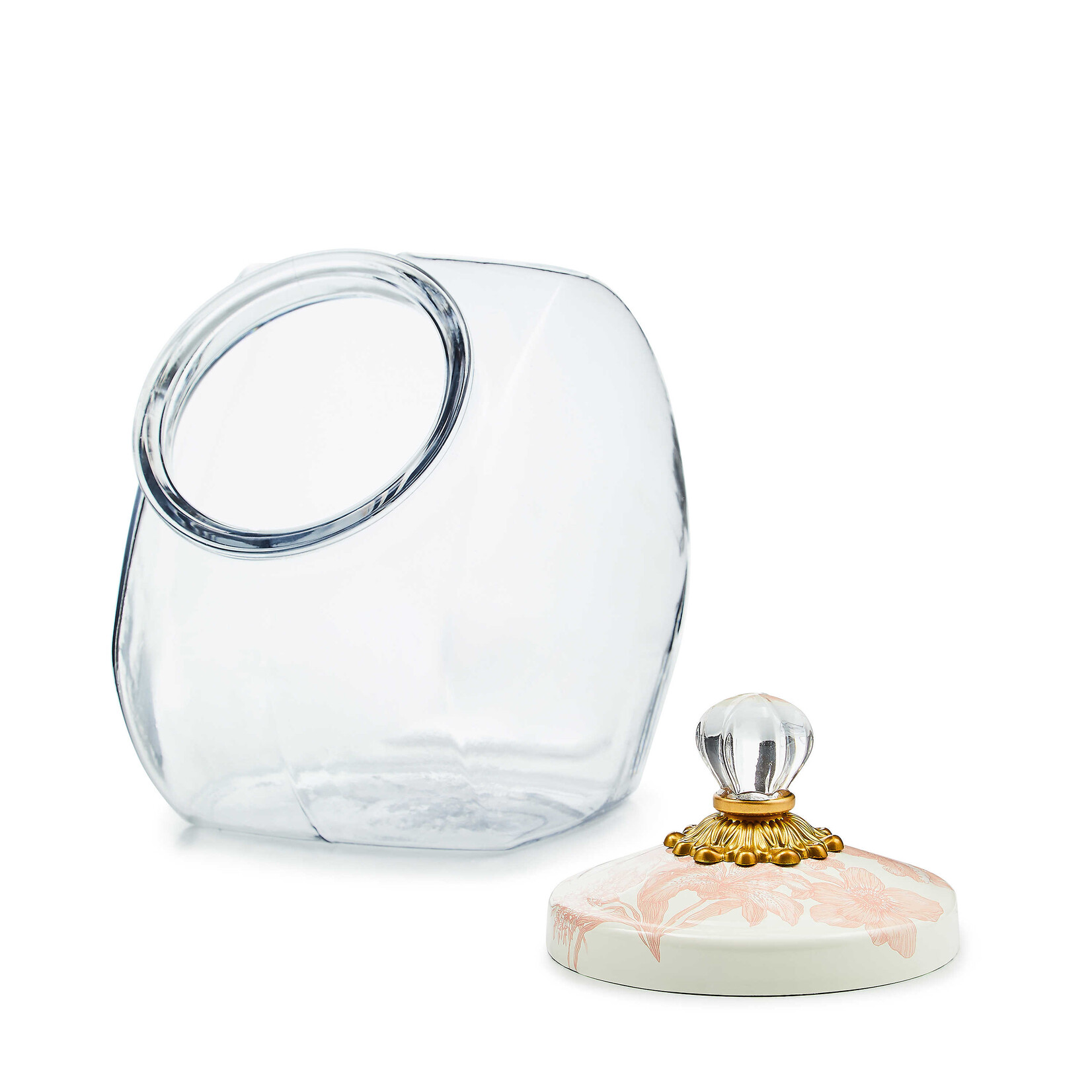 MacKenzie-Childs cookie jar with rosy english garden lid