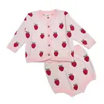 Viverano Organics Strawberry Jacquard Knit Baby Cardigan Bodysuit Bloomer Set