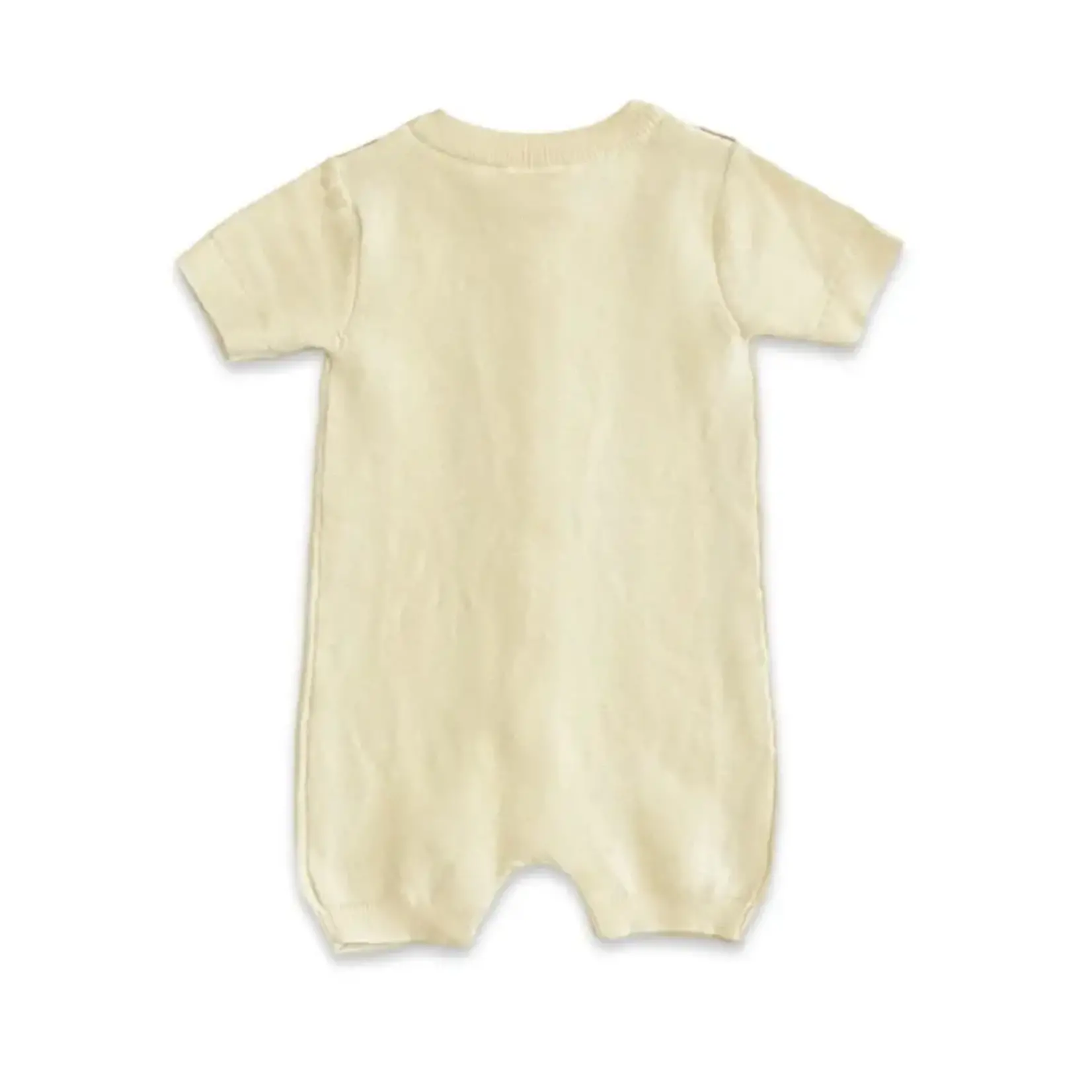 Viverano Organics Stripe Knit Classic Button Baby Romper (Organic Cotton) Sweet Cream