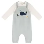 Viverano Organics Whale Embroidered Knit Baby Overall Set (Organic Cotton)