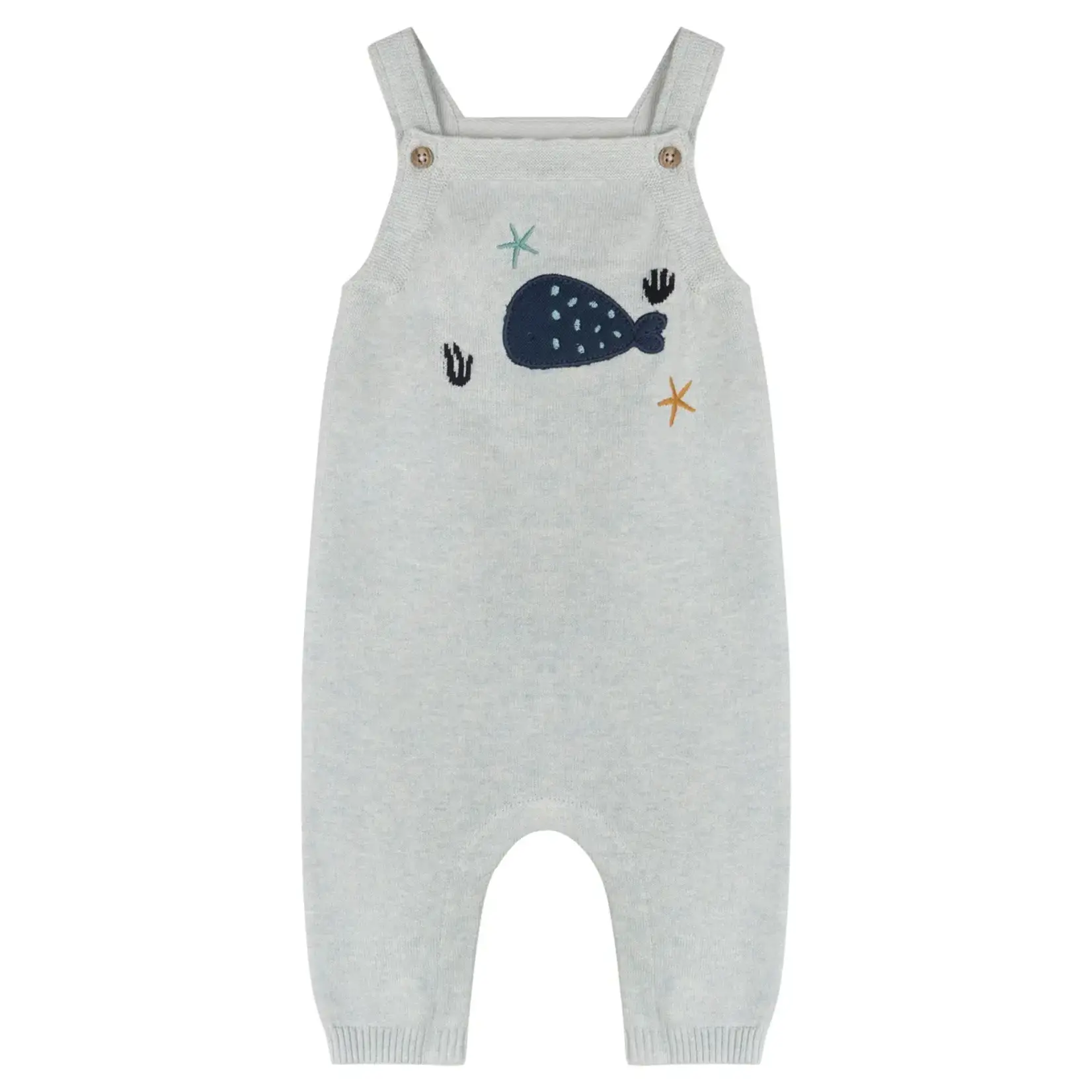Viverano Organics Whale Embroidered Knit Baby Overall Set (Organic Cotton)