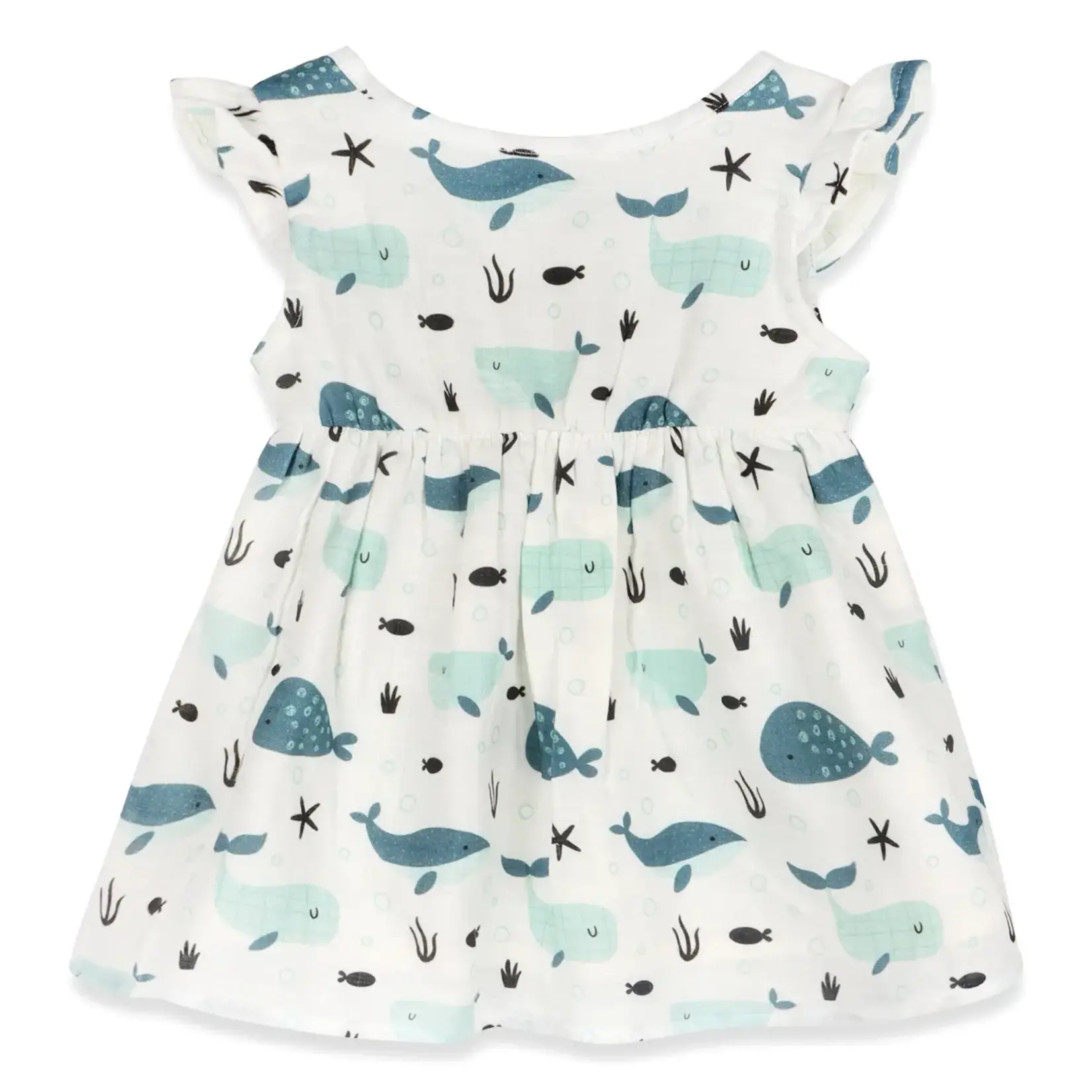 Viverano Organics Whales Baby Dress + Bloomer (Organic Muslin)
