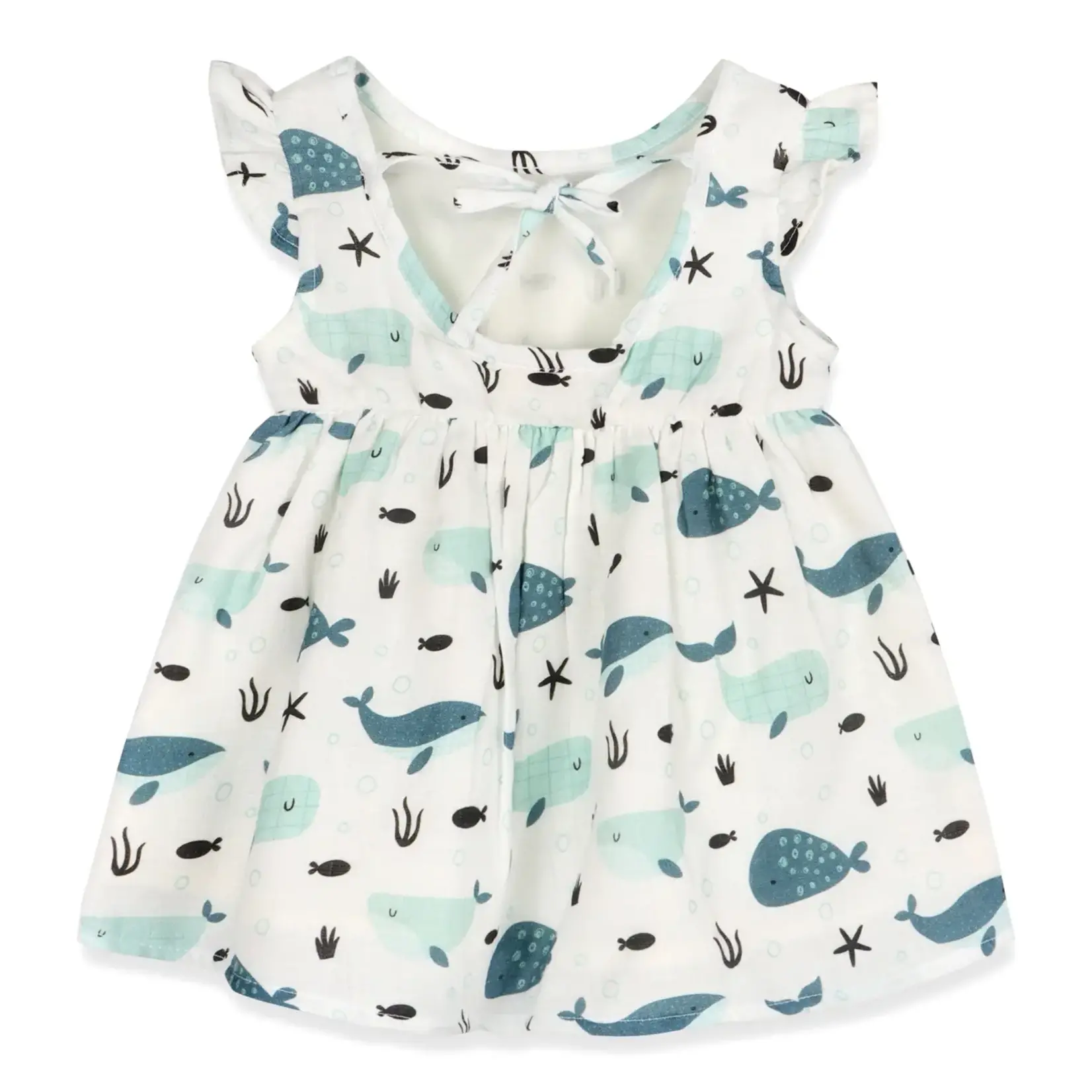 Viverano Organics Whales Baby Dress + Bloomer (Organic Muslin)