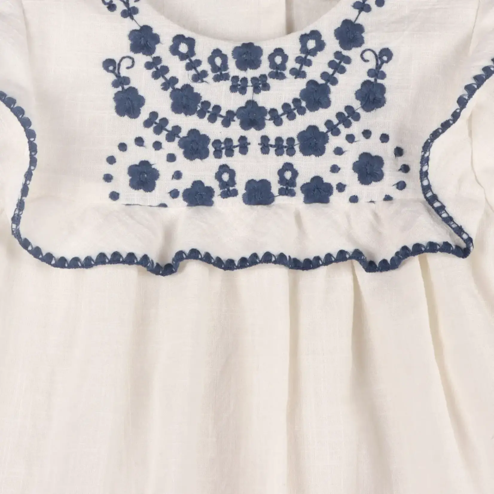 Viverano Organics Cadence Floral Embroidered Baby Dress + Bloomer (Organic) Coconut Milk