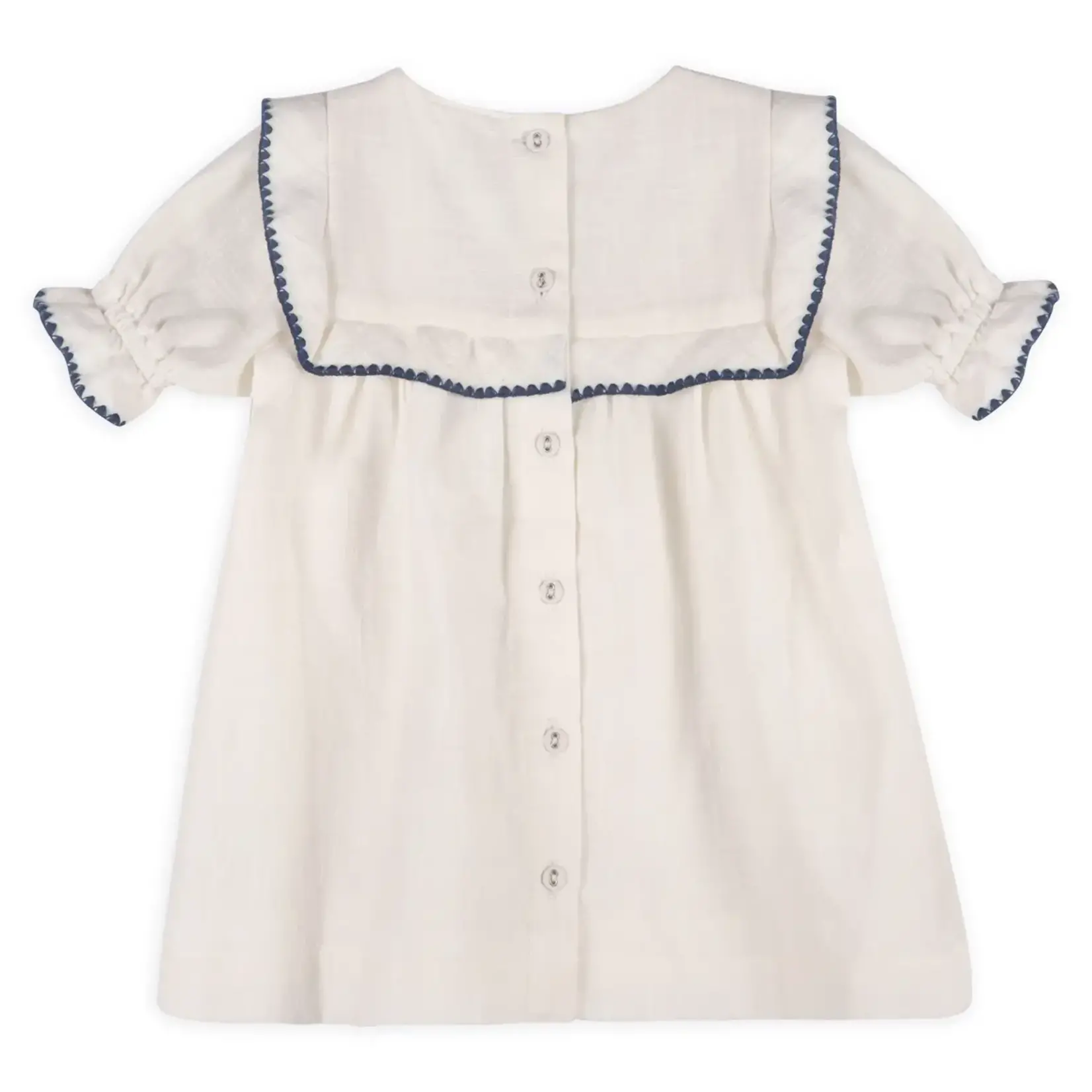 Viverano Organics Cadence Floral Embroidered Baby Dress + Bloomer (Organic) Coconut Milk