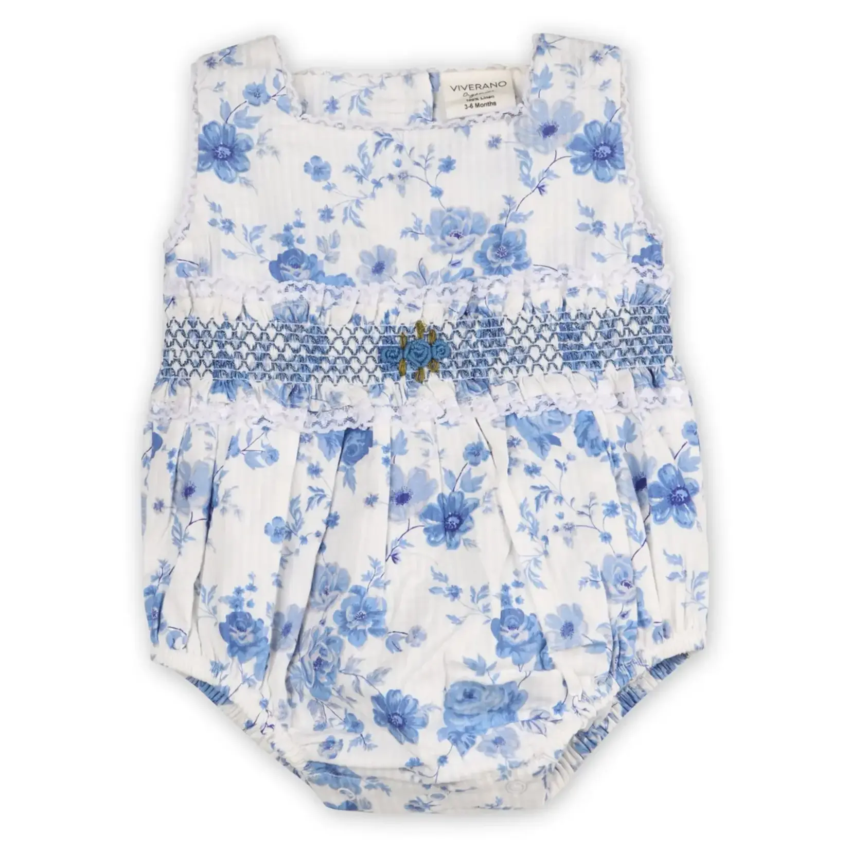 Viverano Organics Capri Seersucker Baby Bubble Romper + Headband (Organic)