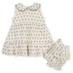 Viverano Organics Harper Peter Pan Collar Floral Baby Flare Dress + Bloomer