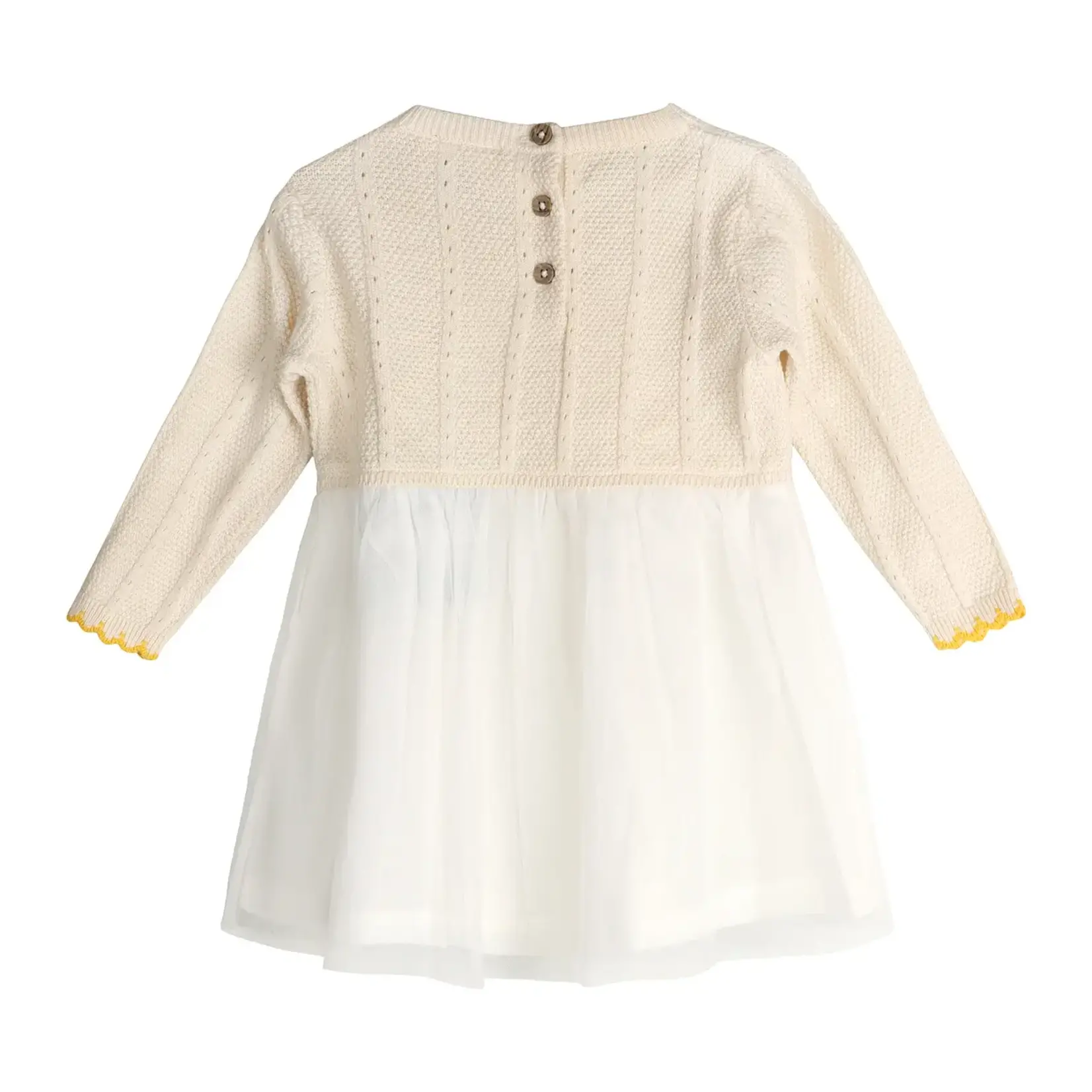 Viverano Organics Lemon Embroidered Cable Knit Tutu Baby Dress (Organic)