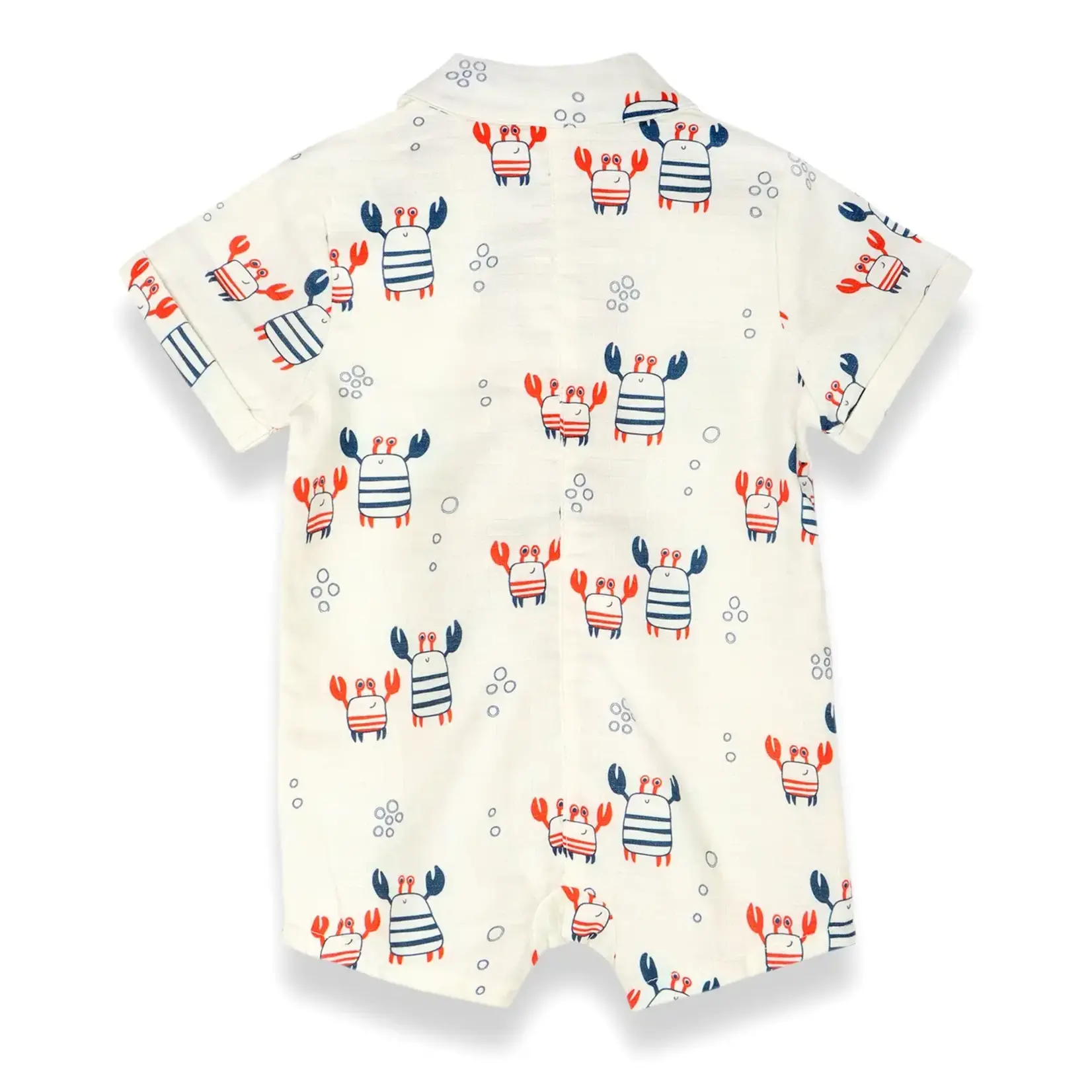 Viverano Organics Nautical Crab Button Baby Romper (Organic Muslin)