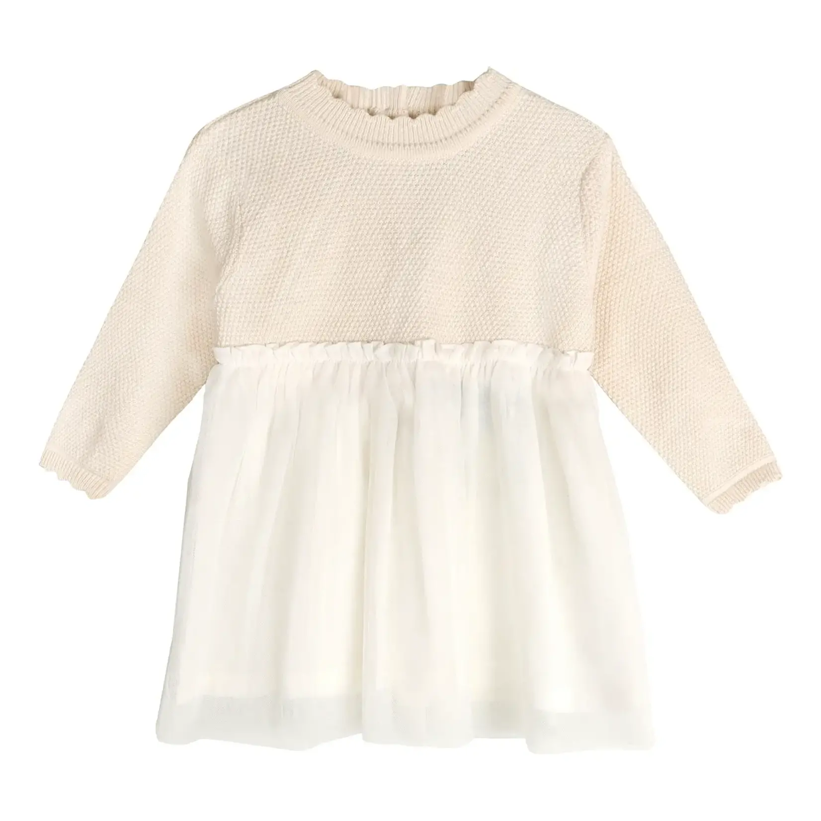Viverano Organics Pearl Knit Classic Sweater Top & Tutu Baby Dress (Organic) Sweet Cream