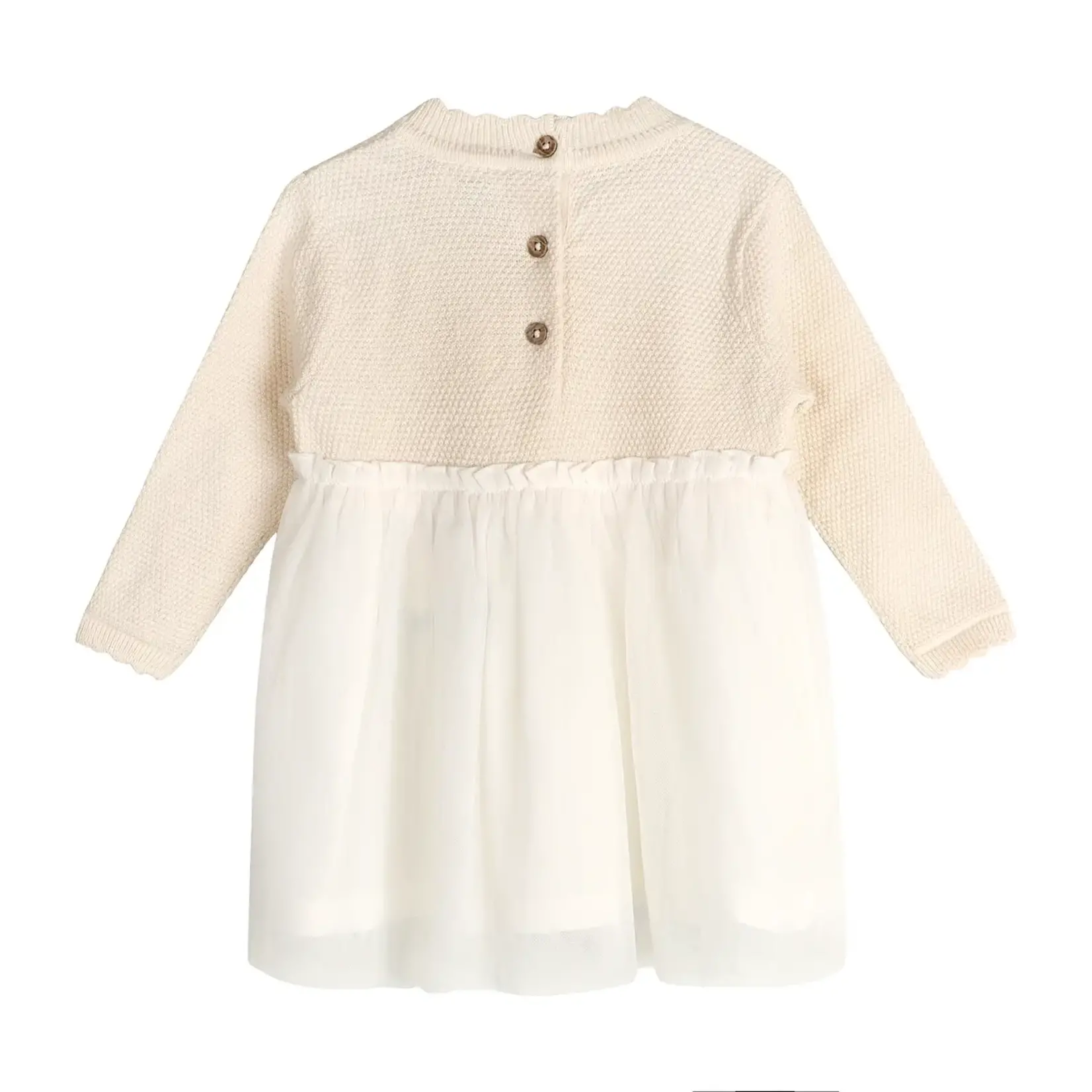 Viverano Organics Pearl Knit Classic Sweater Top & Tutu Baby Dress (Organic) Sweet Cream