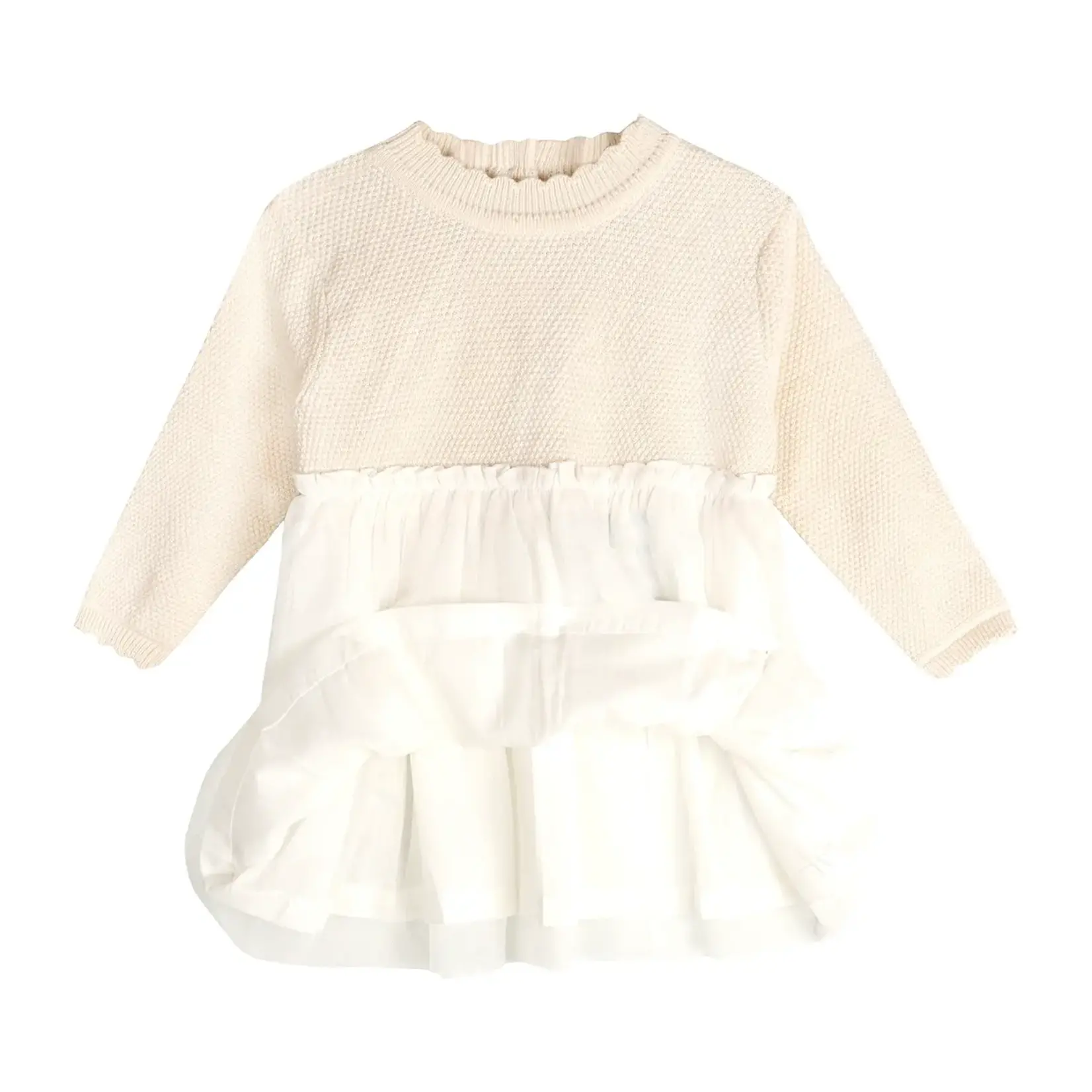 Viverano Organics Pearl Knit Classic Sweater Top & Tutu Baby Dress (Organic) Sweet Cream