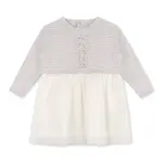 Viverano Organics Pointelle Knit Sweater Top & Tutu Baby Dress (Organic) Pearl Grey Heather