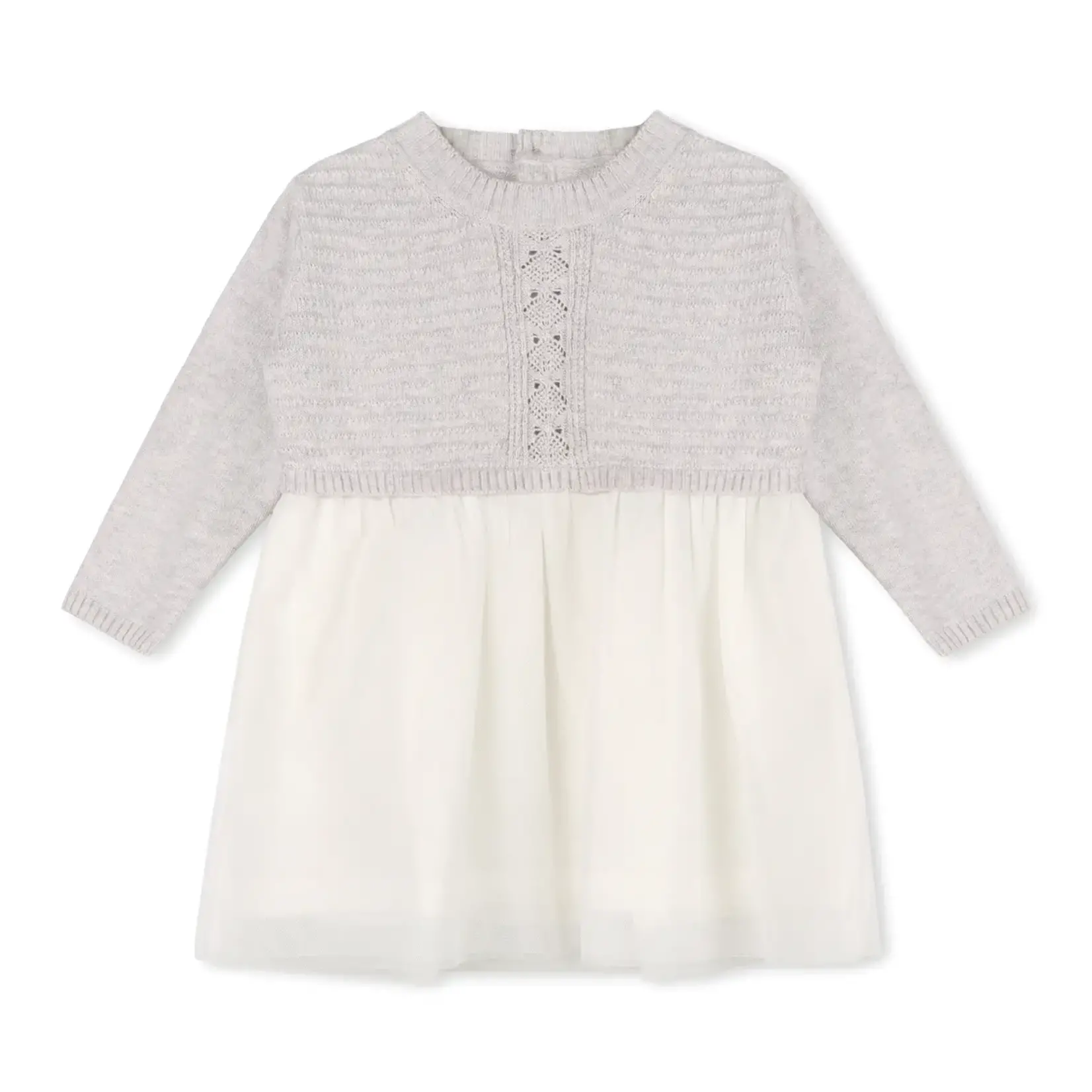 Viverano Organics Pointelle Knit Sweater Top & Tutu Baby Dress (Organic) Pearl Grey Heather