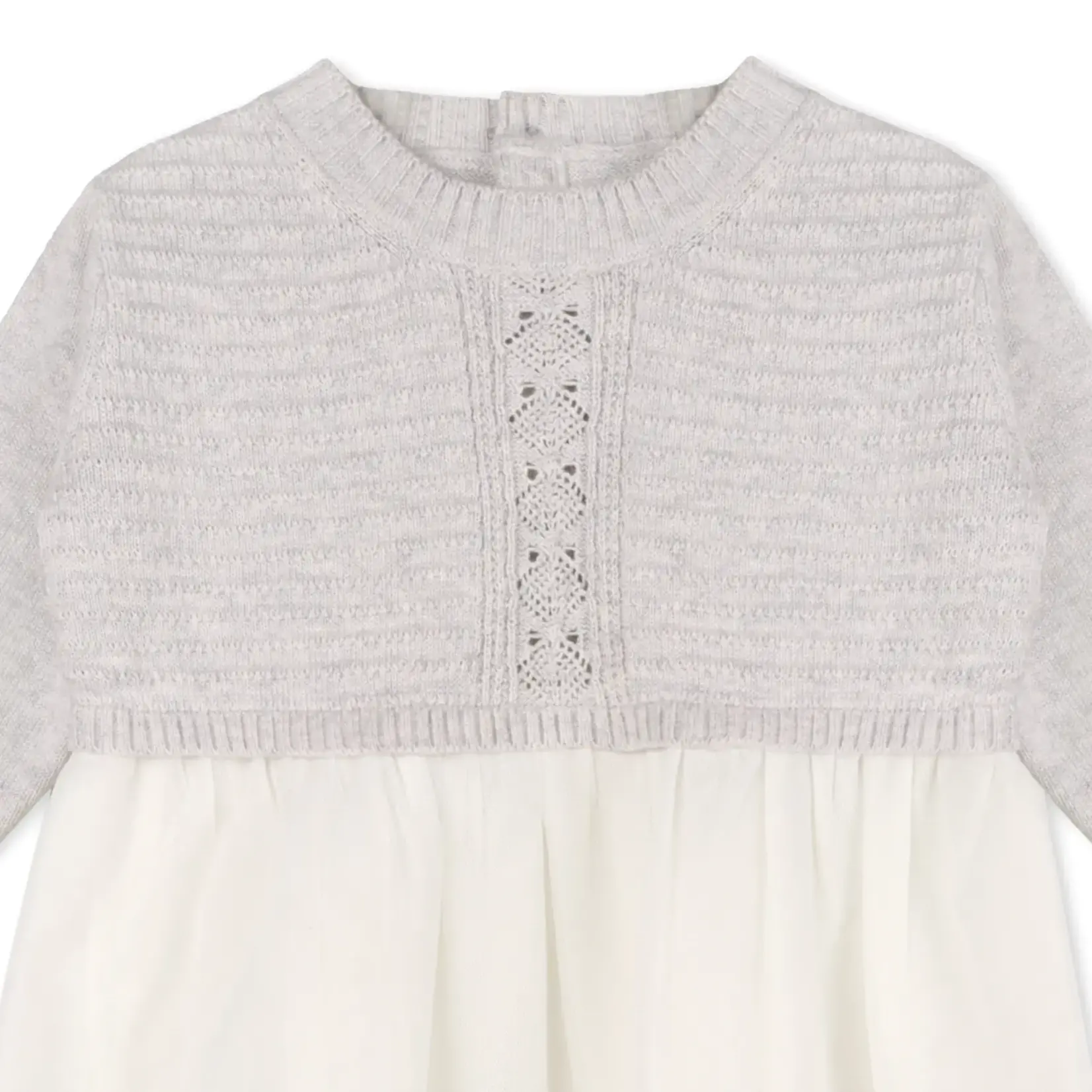 Viverano Organics Pointelle Knit Sweater Top & Tutu Baby Dress (Organic) Pearl Grey Heather