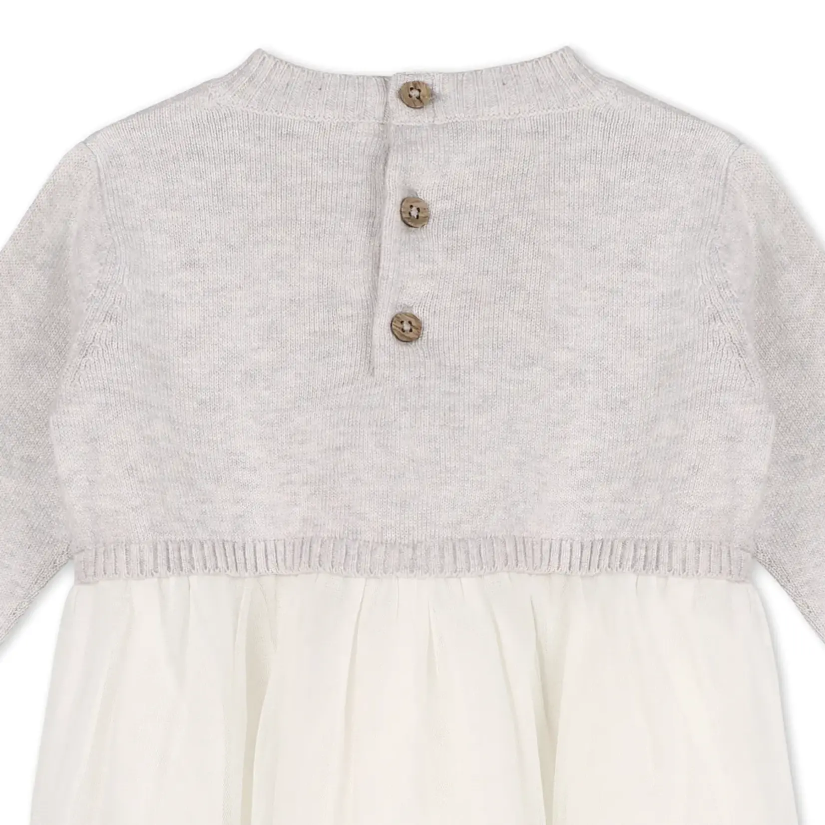 Viverano Organics Pointelle Knit Sweater Top & Tutu Baby Dress (Organic) Pearl Grey Heather