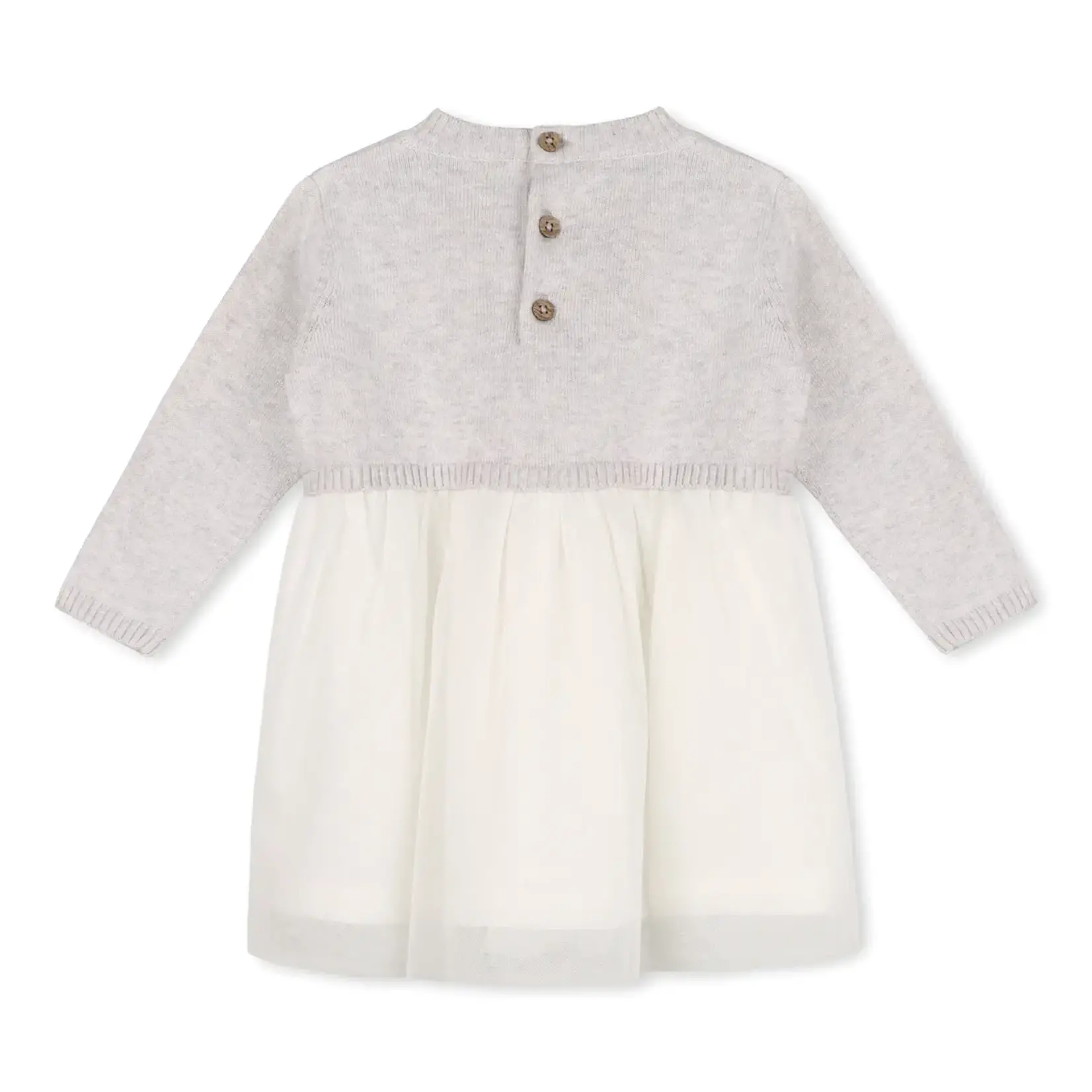 Viverano Organics Pointelle Knit Sweater Top & Tutu Baby Dress (Organic) Pearl Grey Heather