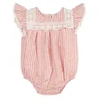 Viverano Organics Sofia Gingham Bubble Baby Romper (Organic Cotton)
