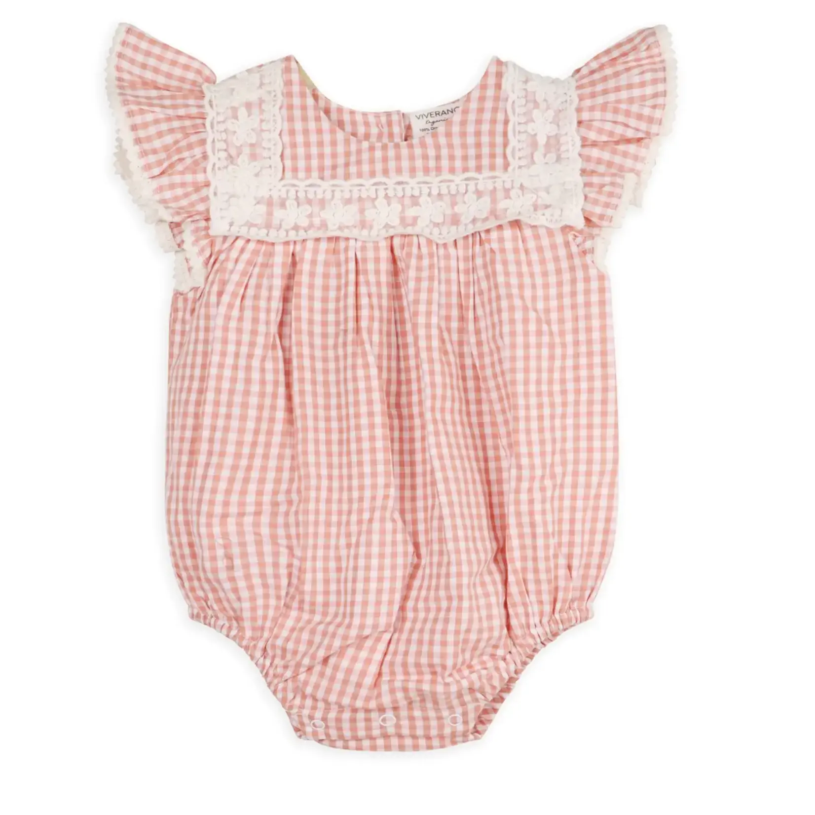 Viverano Organics Sofia Gingham Bubble Baby Romper (Organic Cotton)