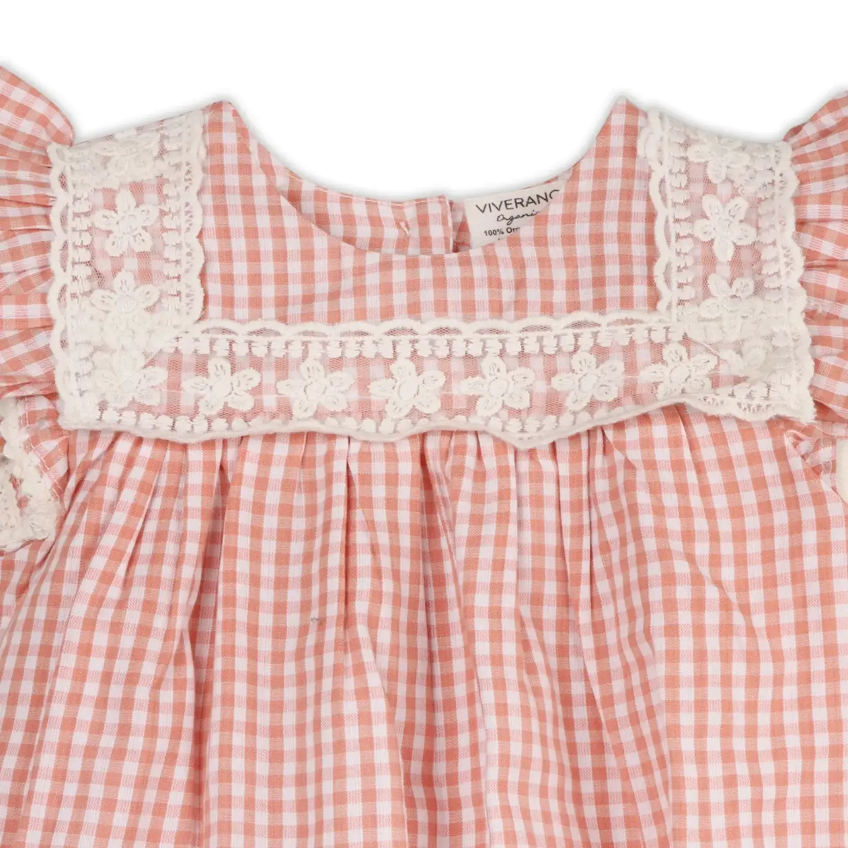 Viverano Organics Sofia Gingham Bubble Baby Romper (Organic Cotton)