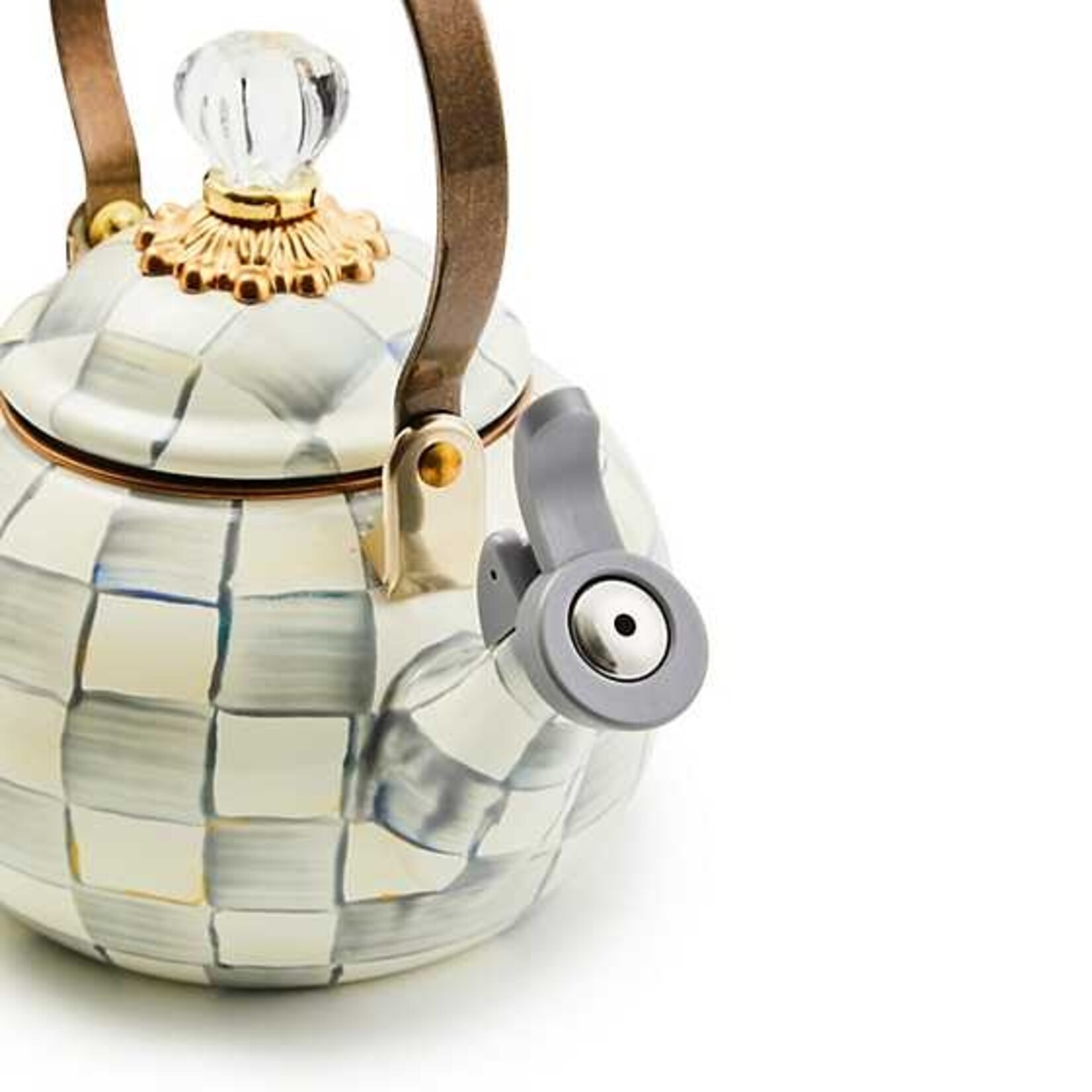 MacKenzie-Childs sterling check whistling tea kettle
