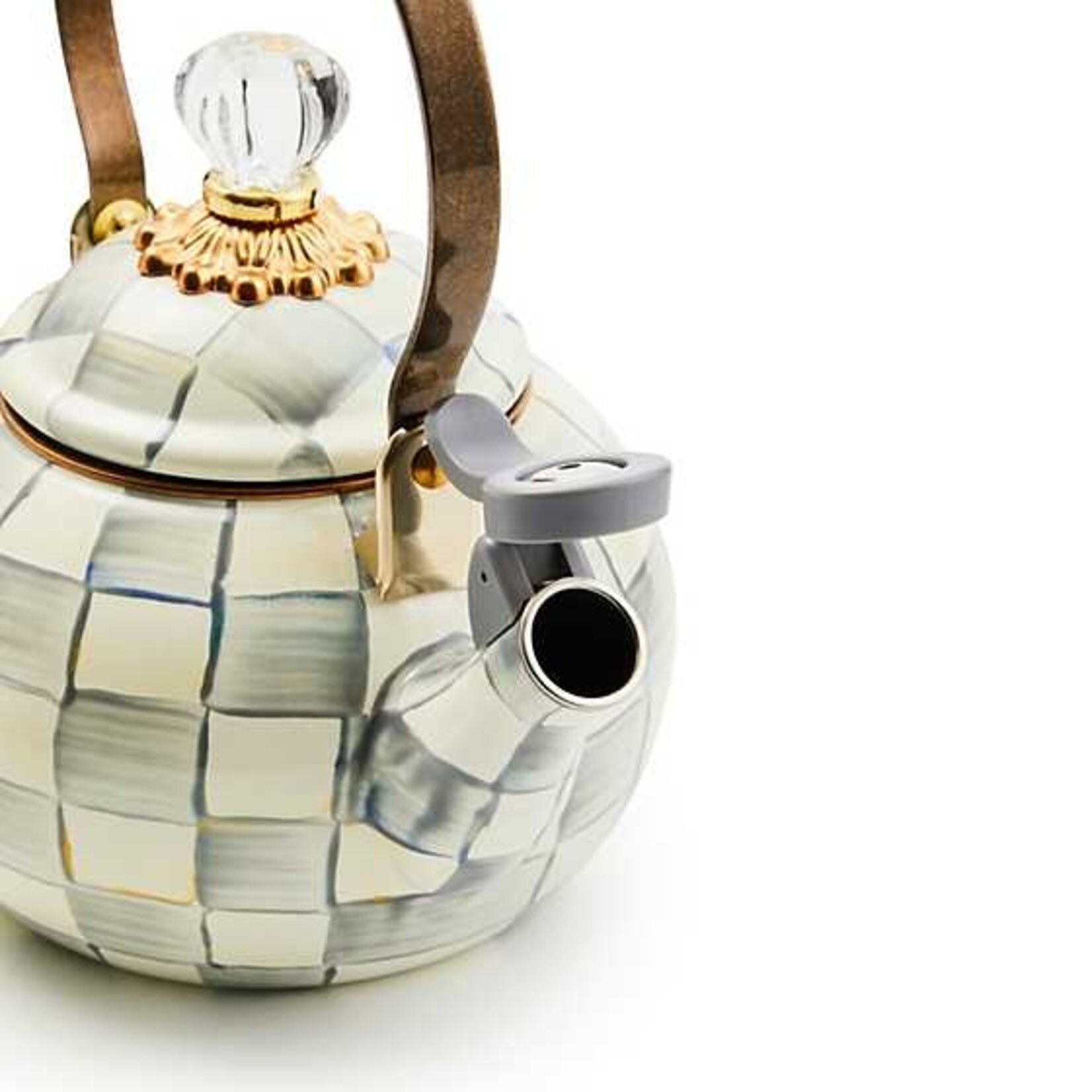 MacKenzie-Childs sterling check whistling tea kettle