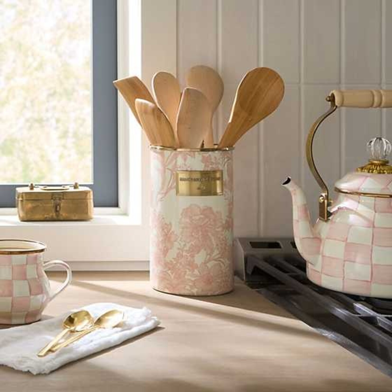 MacKenzie-Childs rosy english garden utensil holder