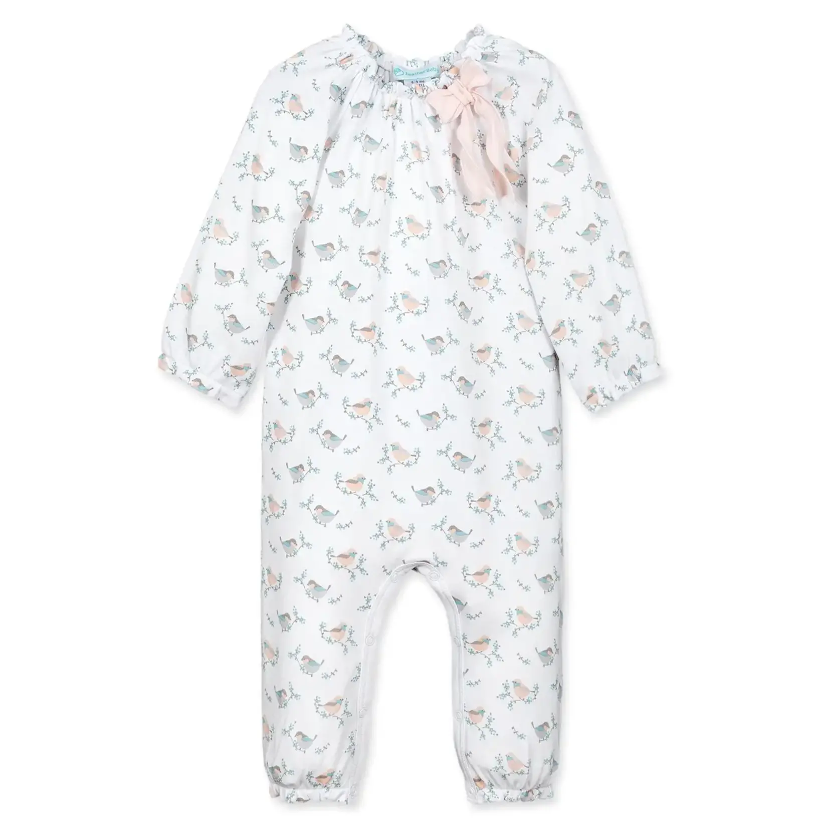 Feather Baby Bow Romper - Orioles - Pima Cotton Girls Outfit