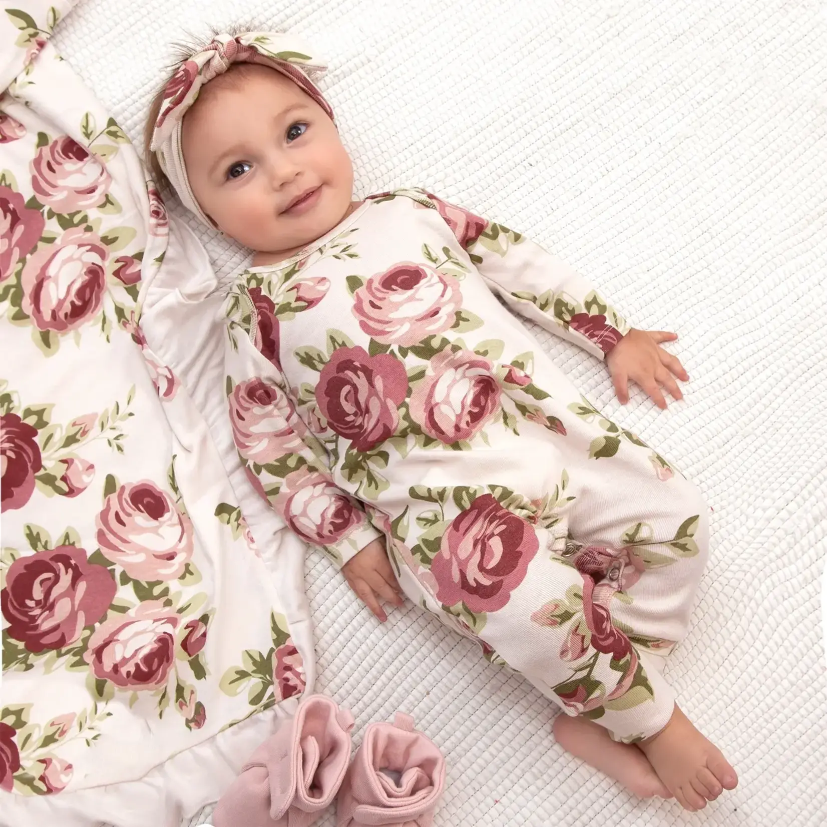 Tesa Babe Baby Girl's Cabbage Rose Cotton Romper