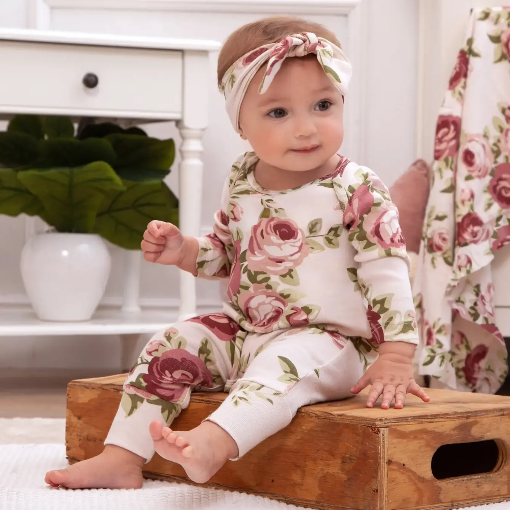 Tesa Babe Baby Girl's Cabbage Rose Cotton Romper