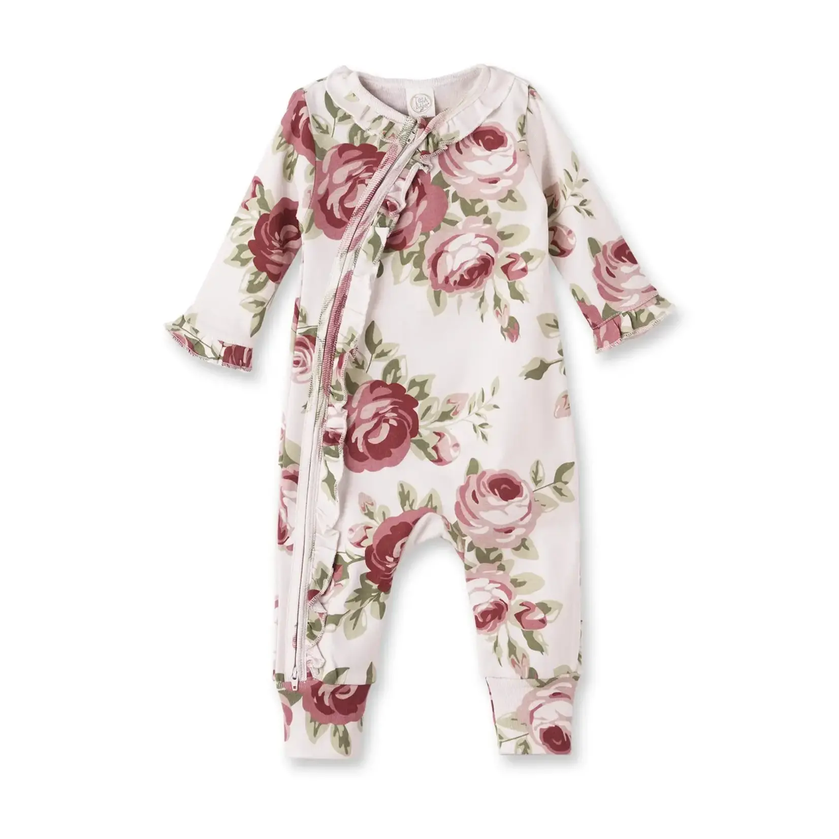 Tesa Babe Baby Girl's Cabbage Rose Cotton Zippered Romper