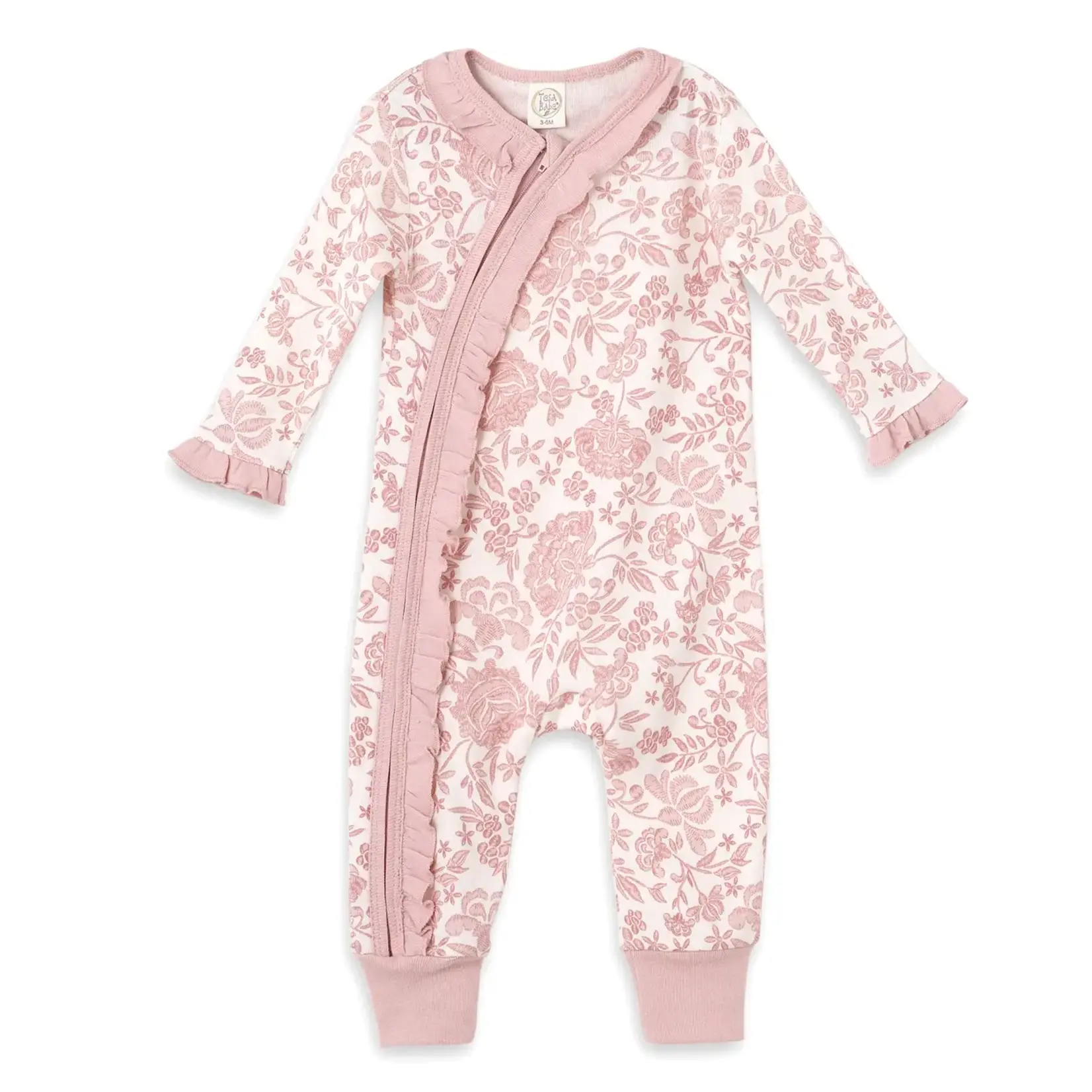 Tesa Babe Pink Embroidery Zippered Romper