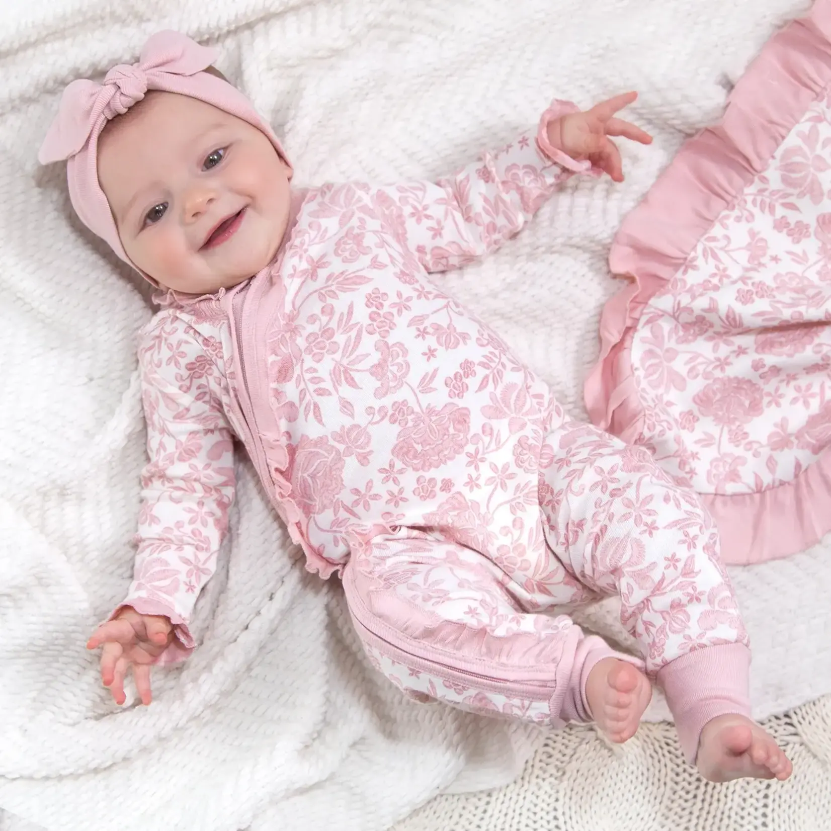Tesa Babe Pink Embroidery Zippered Romper