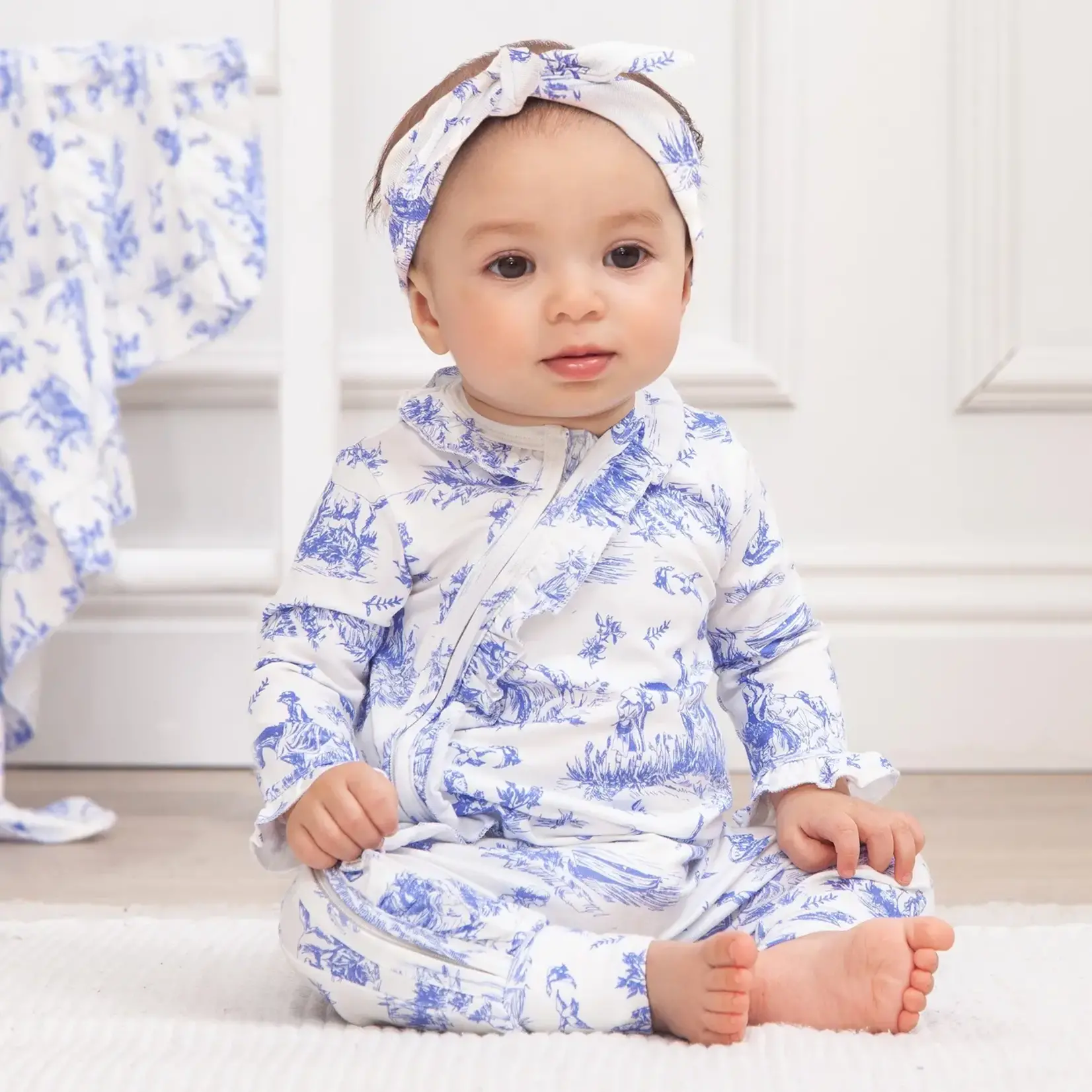 Tesa Babe Toile De Jouy Zippered Romper (Bamboo)