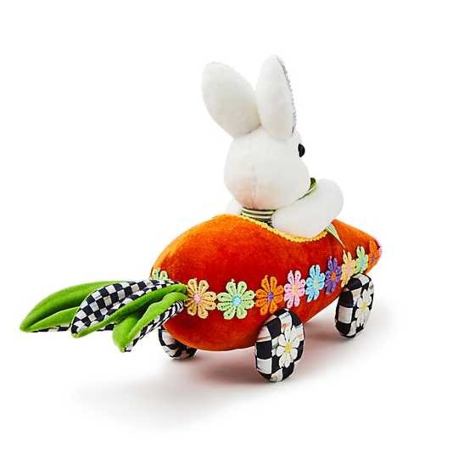 MacKenzie-Childs calico bunny in carrot car