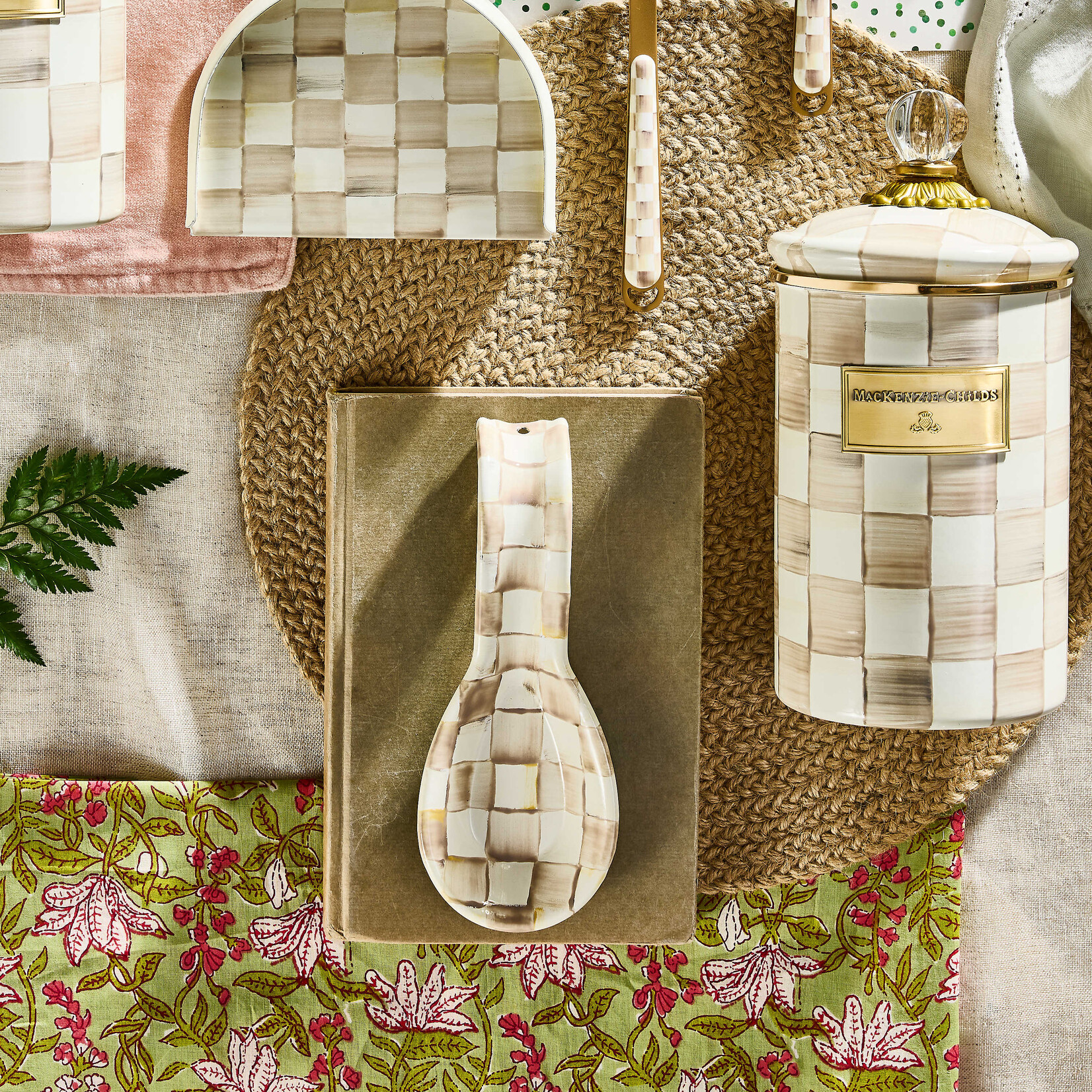 MacKenzie-Childs mocha check spoon rest