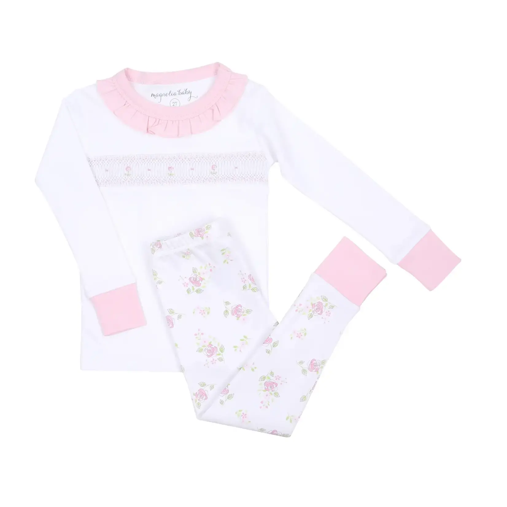 Magnolia Baby Hope's Rose Smocked Ruffle Big Kid Long Pajamas