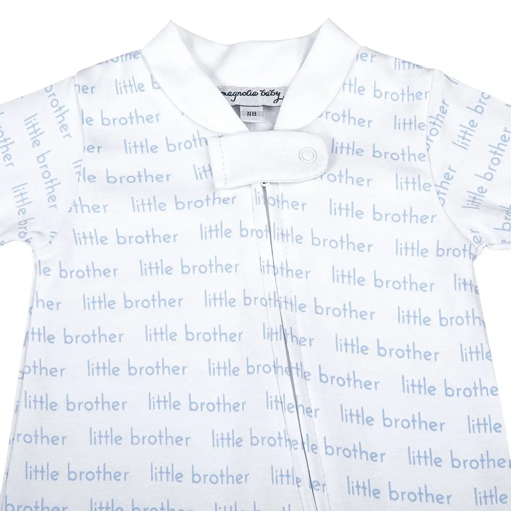 Magnolia Baby Little Brother Print Zip Footie