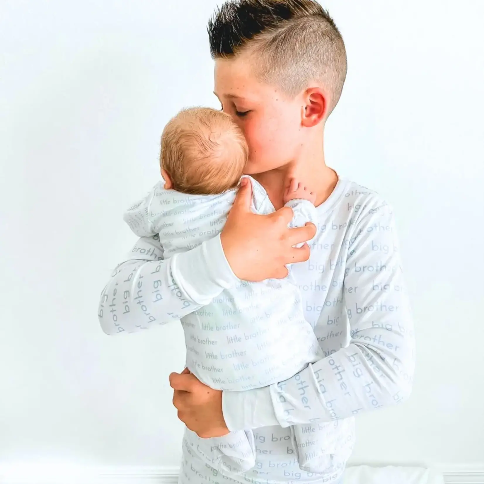 Magnolia Baby Little Brother Print Zip Footie