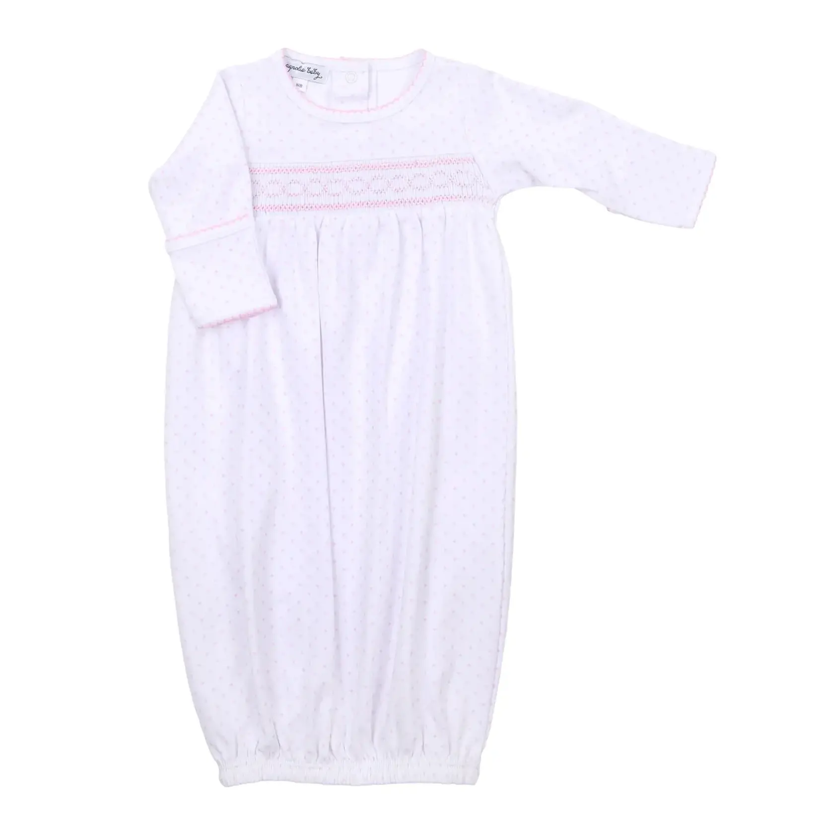 Magnolia Baby Mini Dots Smocked Gown - Pink