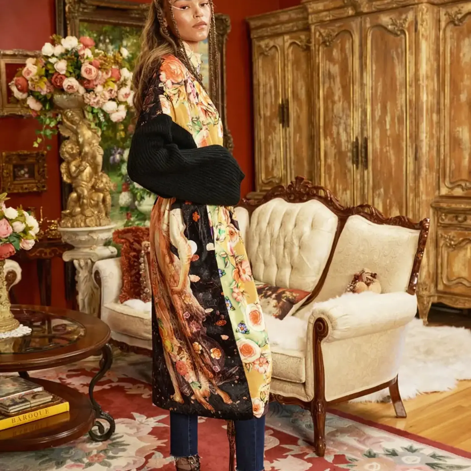 Aratta Venera Velvet Kimono with Sweater in Medium
