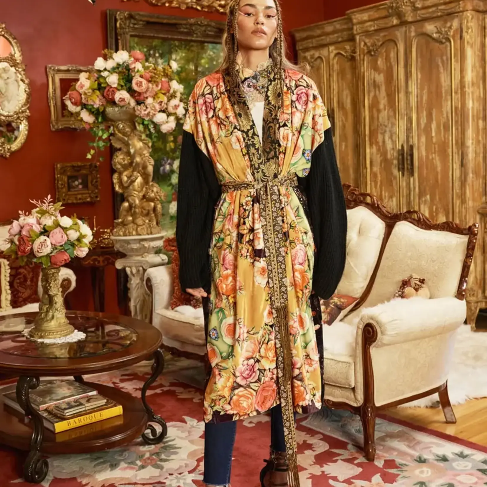 Aratta Venera Velvet Kimono with Sweater in Medium