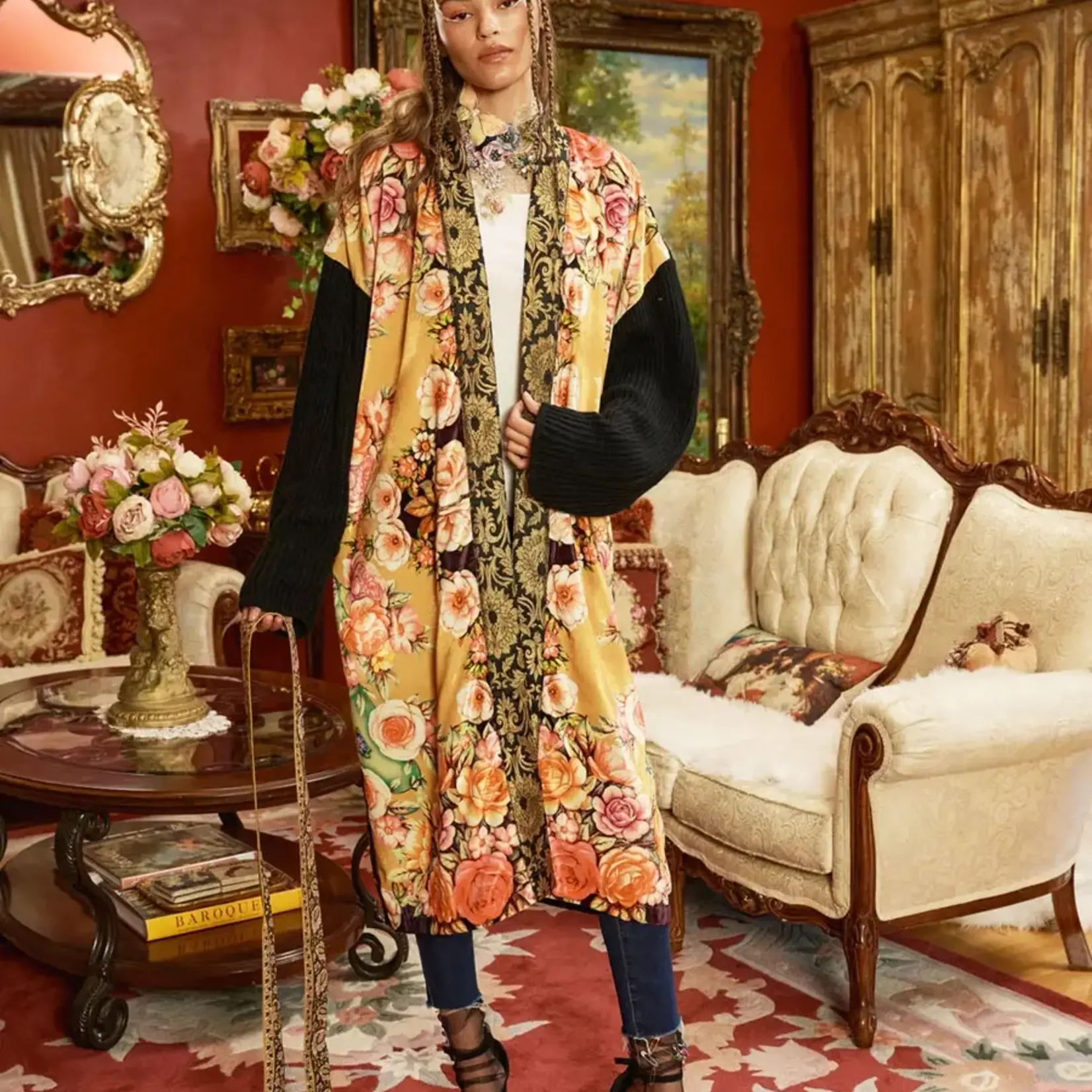 Aratta Venera Velvet Kimono with Sweater in Medium