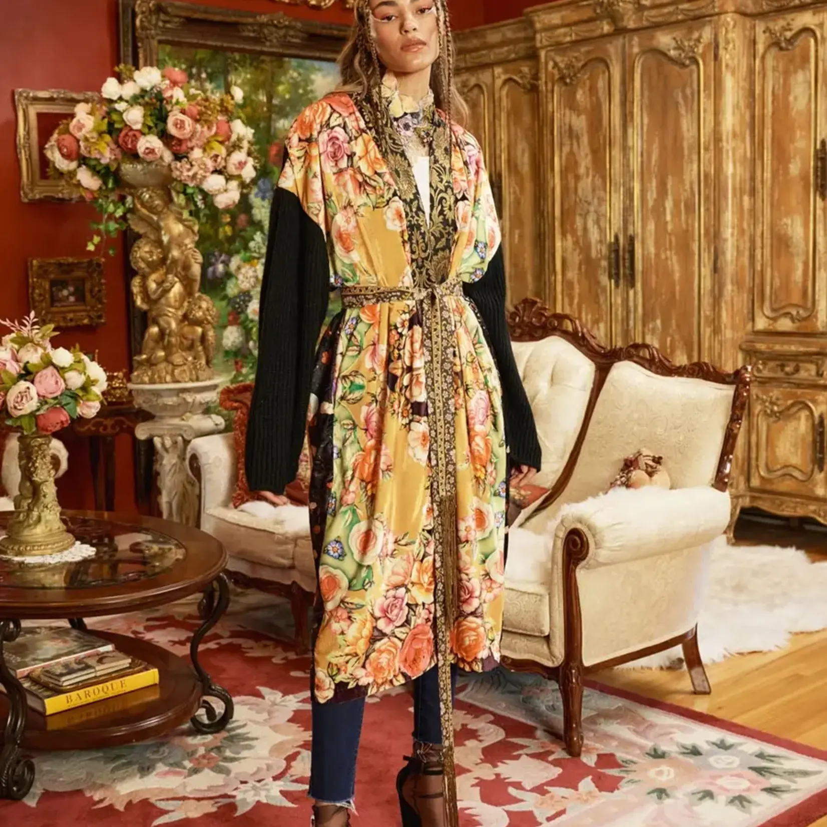 Aratta Venera Velvet Kimono with Sweater in Medium