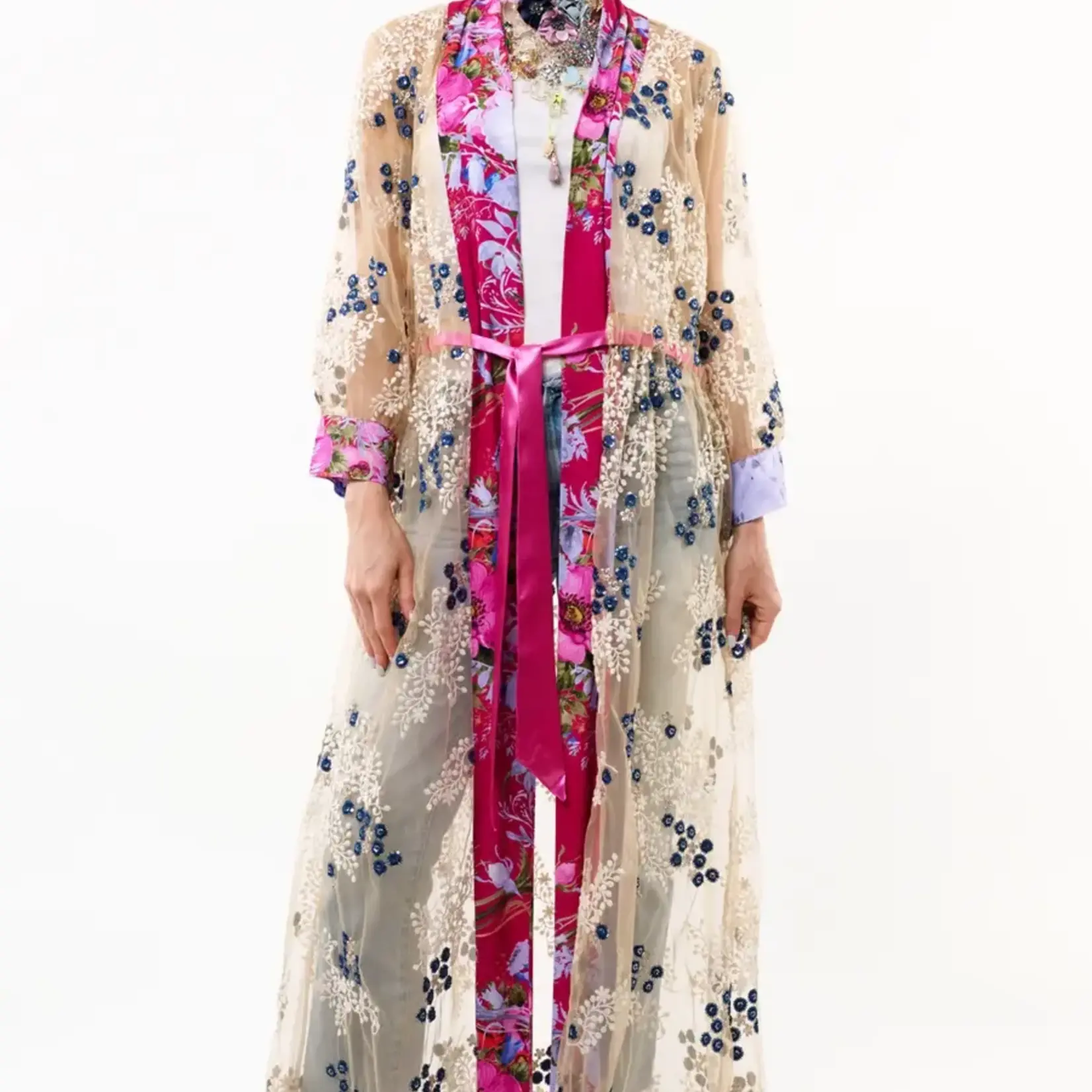 Aratta Starletta Embroidered Mesh Duster / Topper / Kimono