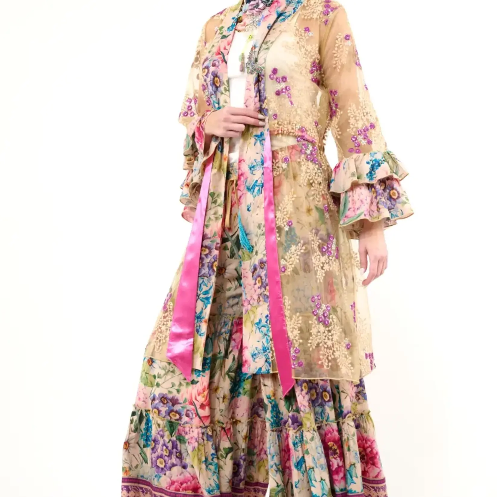 Aratta Miss September Embellished Mesh Kimono / Topper