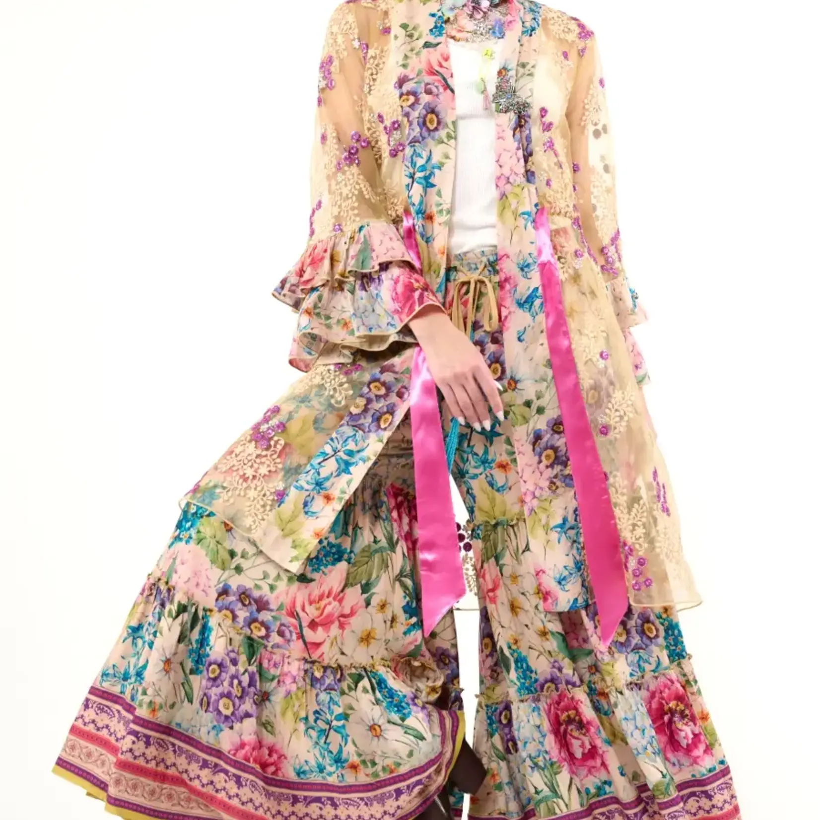 Aratta Miss September Embellished Mesh Kimono / Topper